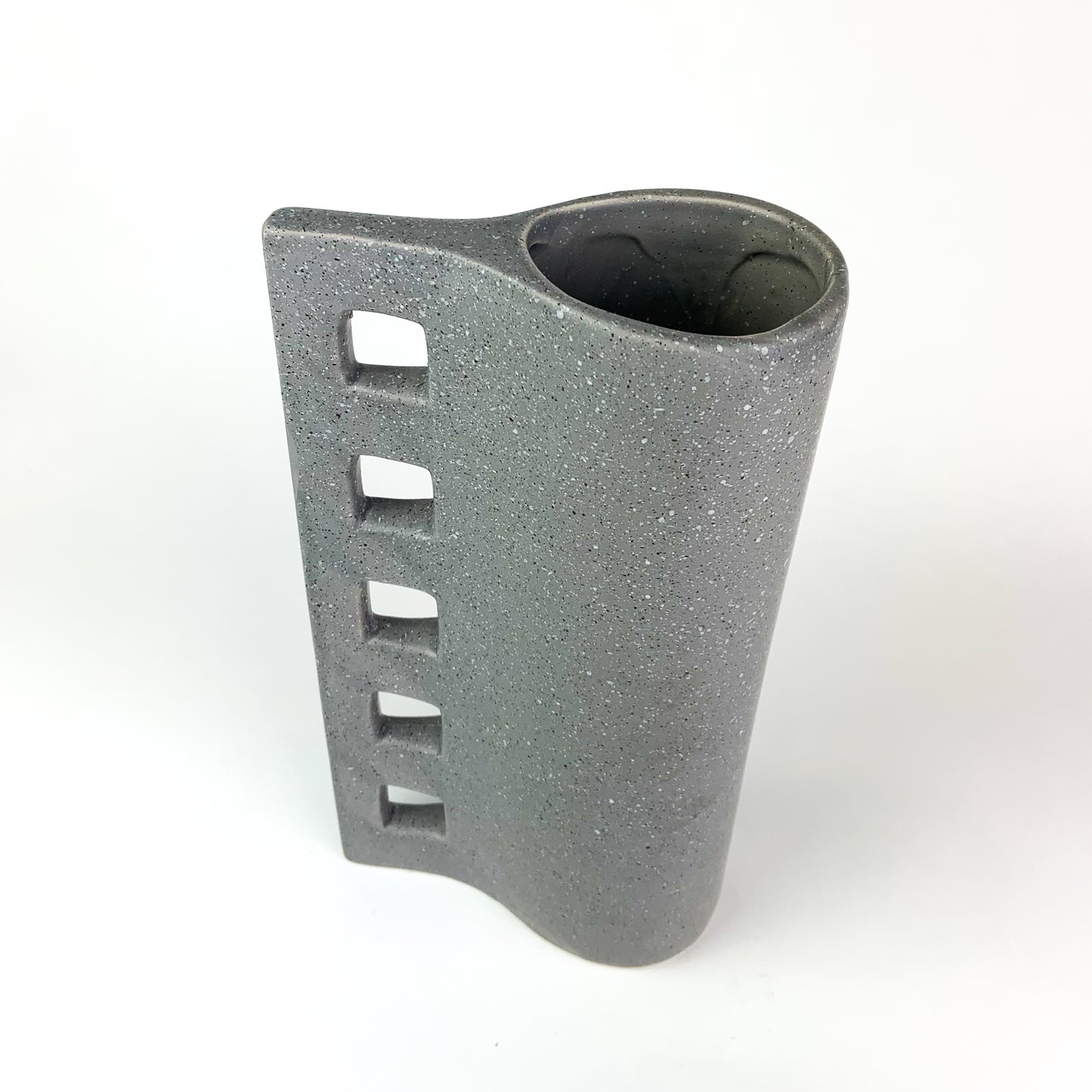 Post Modern Gray Speckled Ceramic Vase #O999