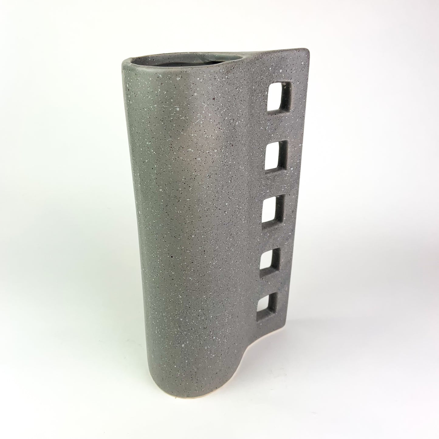 Post Modern Gray Speckled Ceramic Vase #O999