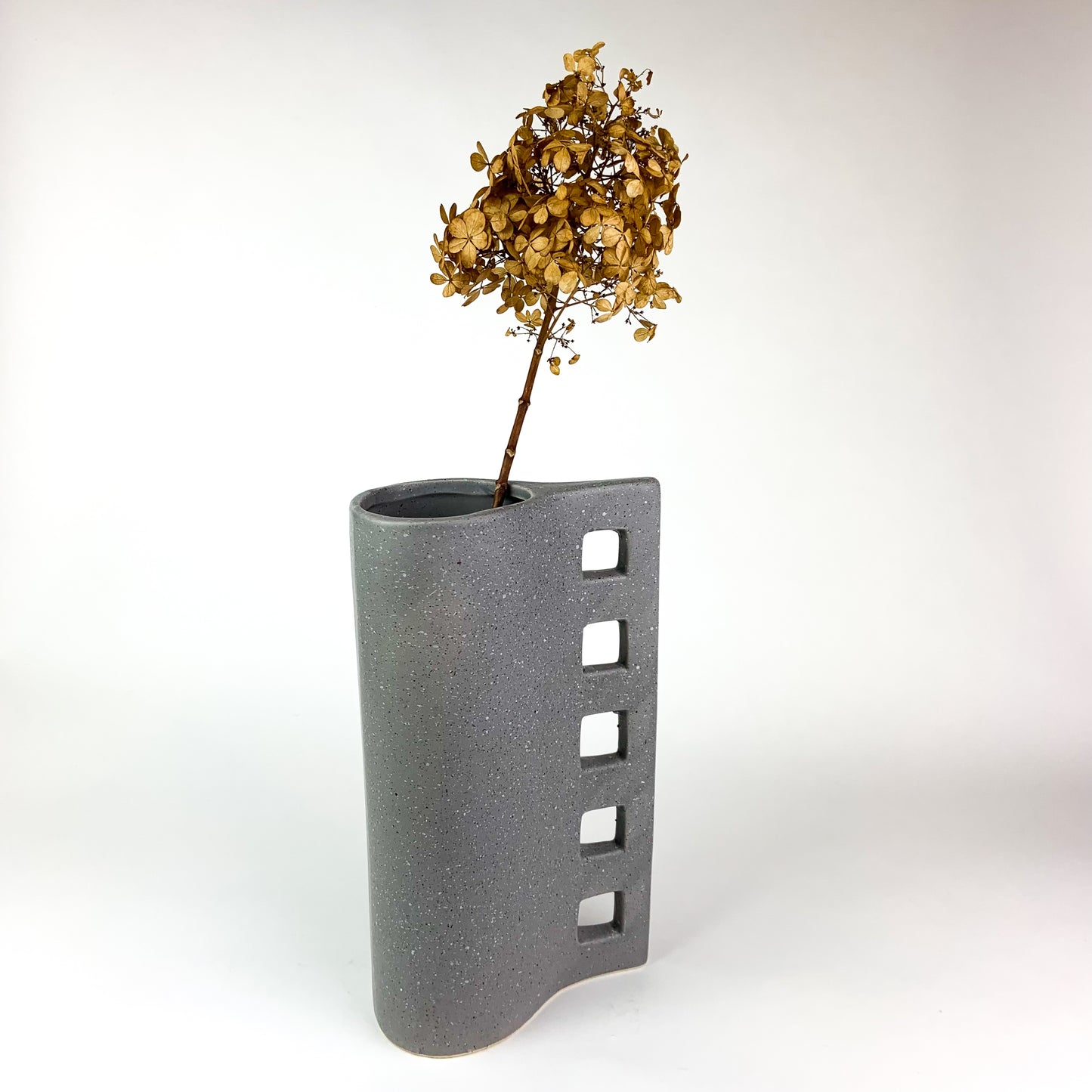 Post Modern Gray Speckled Ceramic Vase #O999