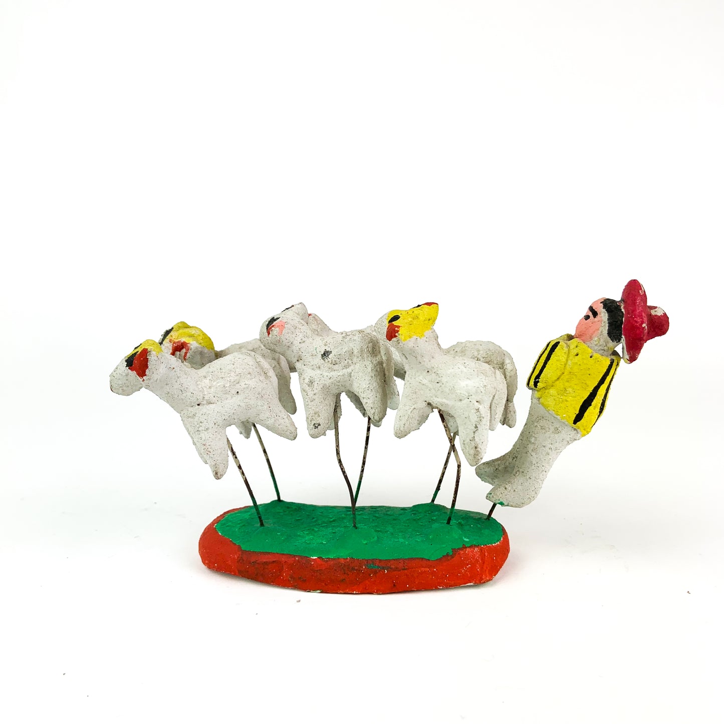 Vintage Mexican Folk Art Clay Sheep + Shepherd #O1010