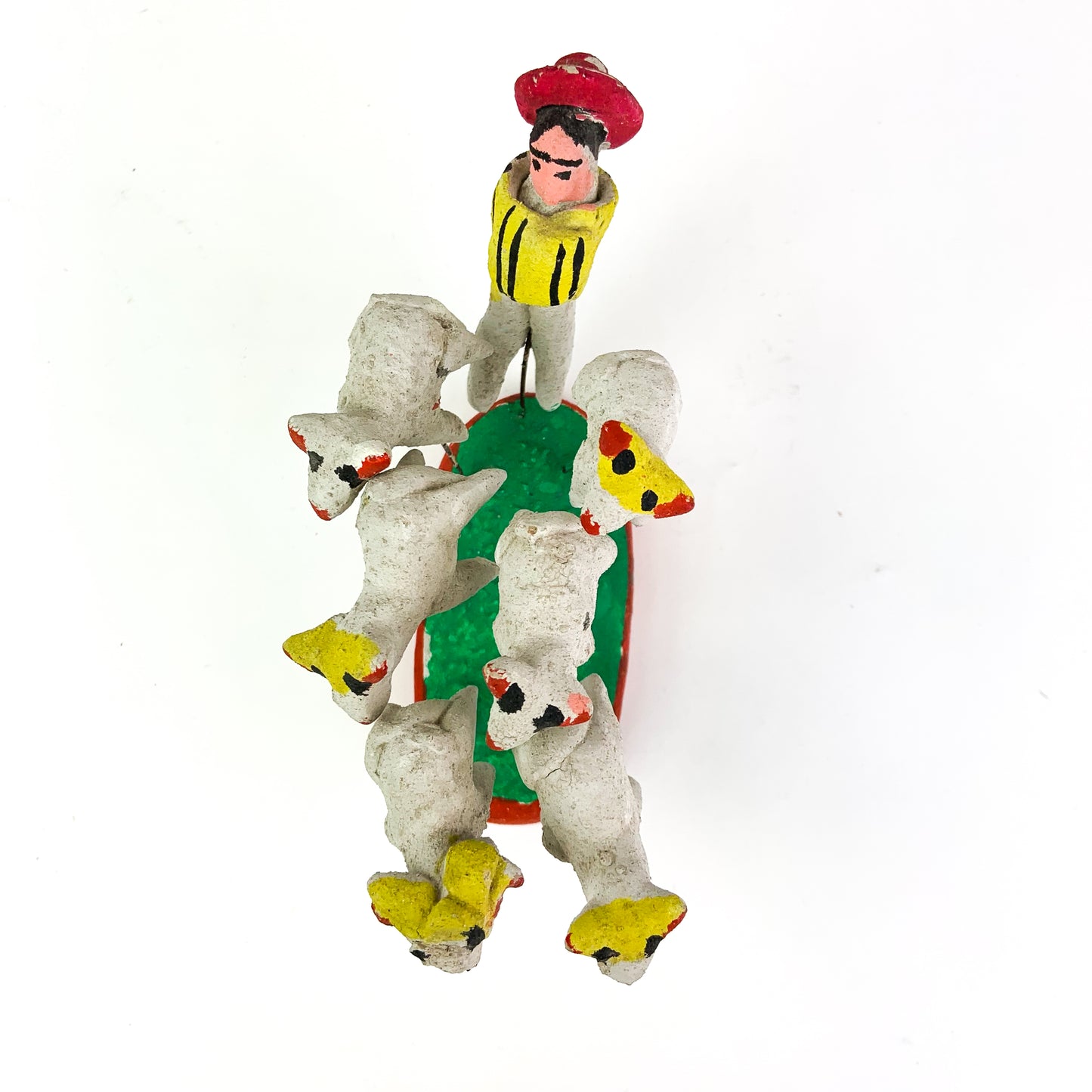 Vintage Mexican Folk Art Clay Sheep + Shepherd #O1010