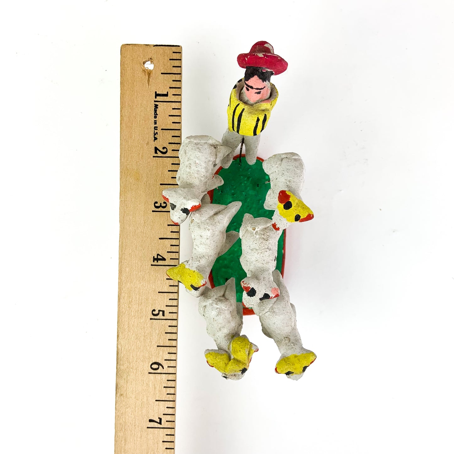 Vintage Mexican Folk Art Clay Sheep + Shepherd #O1010