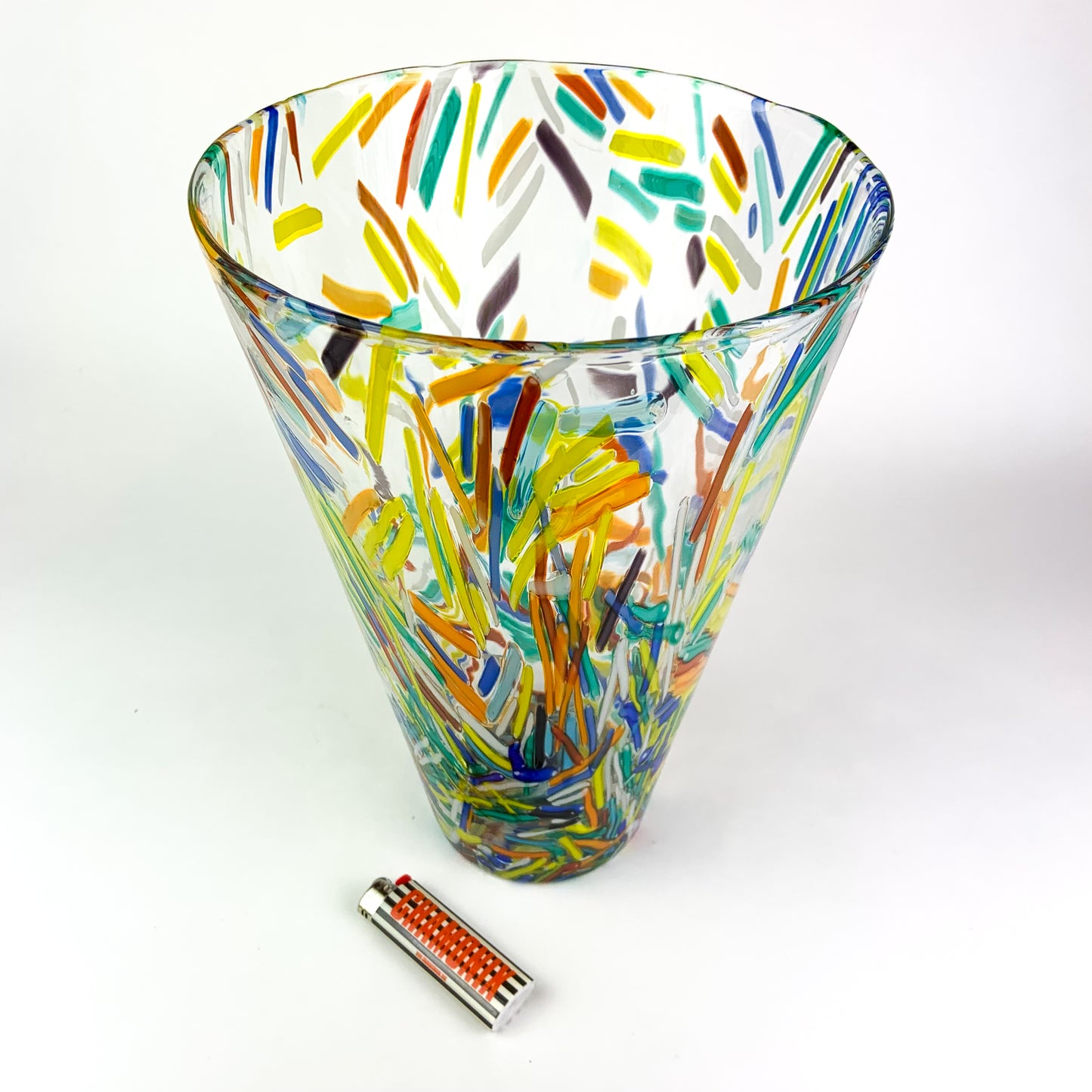 Large Vintage Confetti Art Glass Vase #O1013