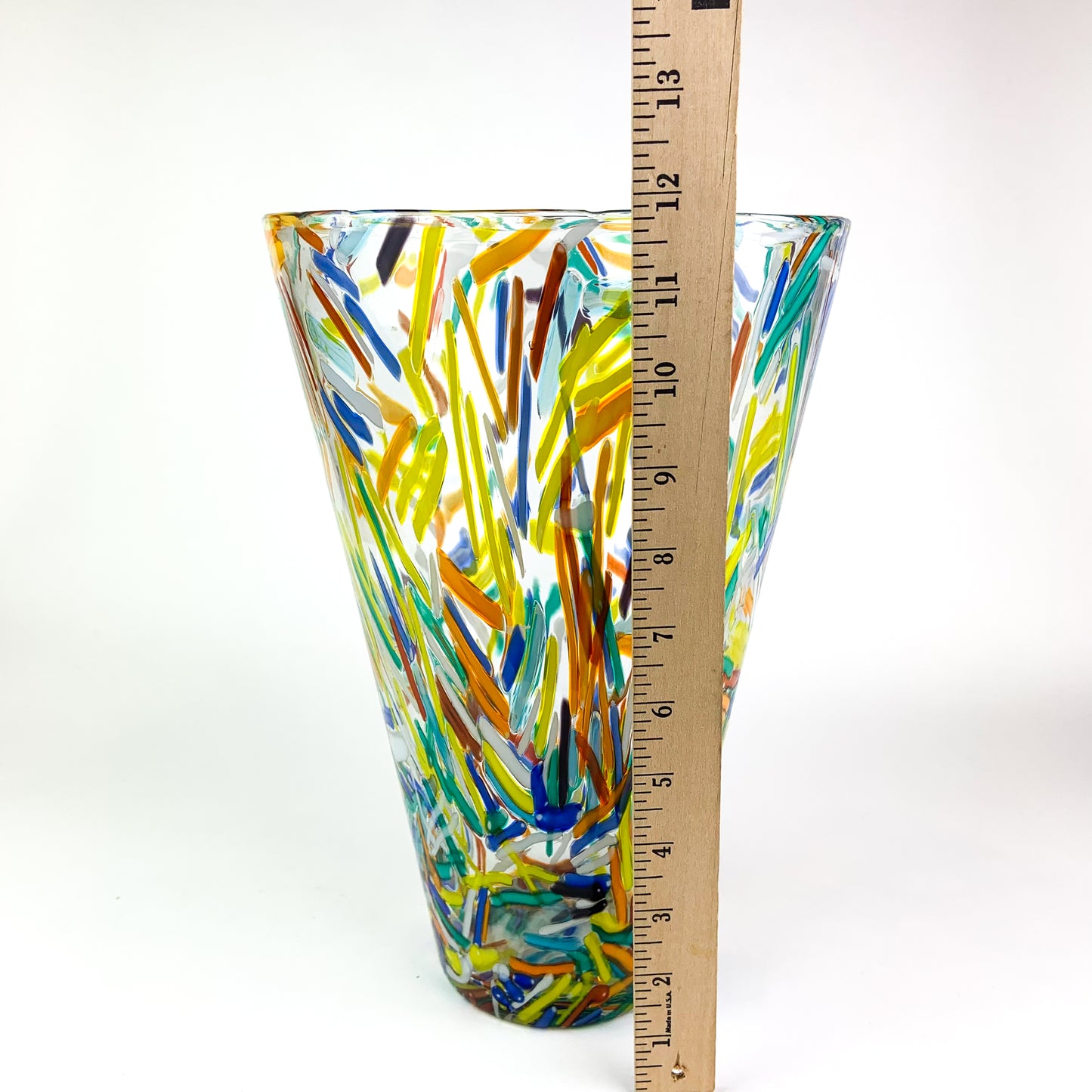 Large Vintage Confetti Art Glass Vase #O1013