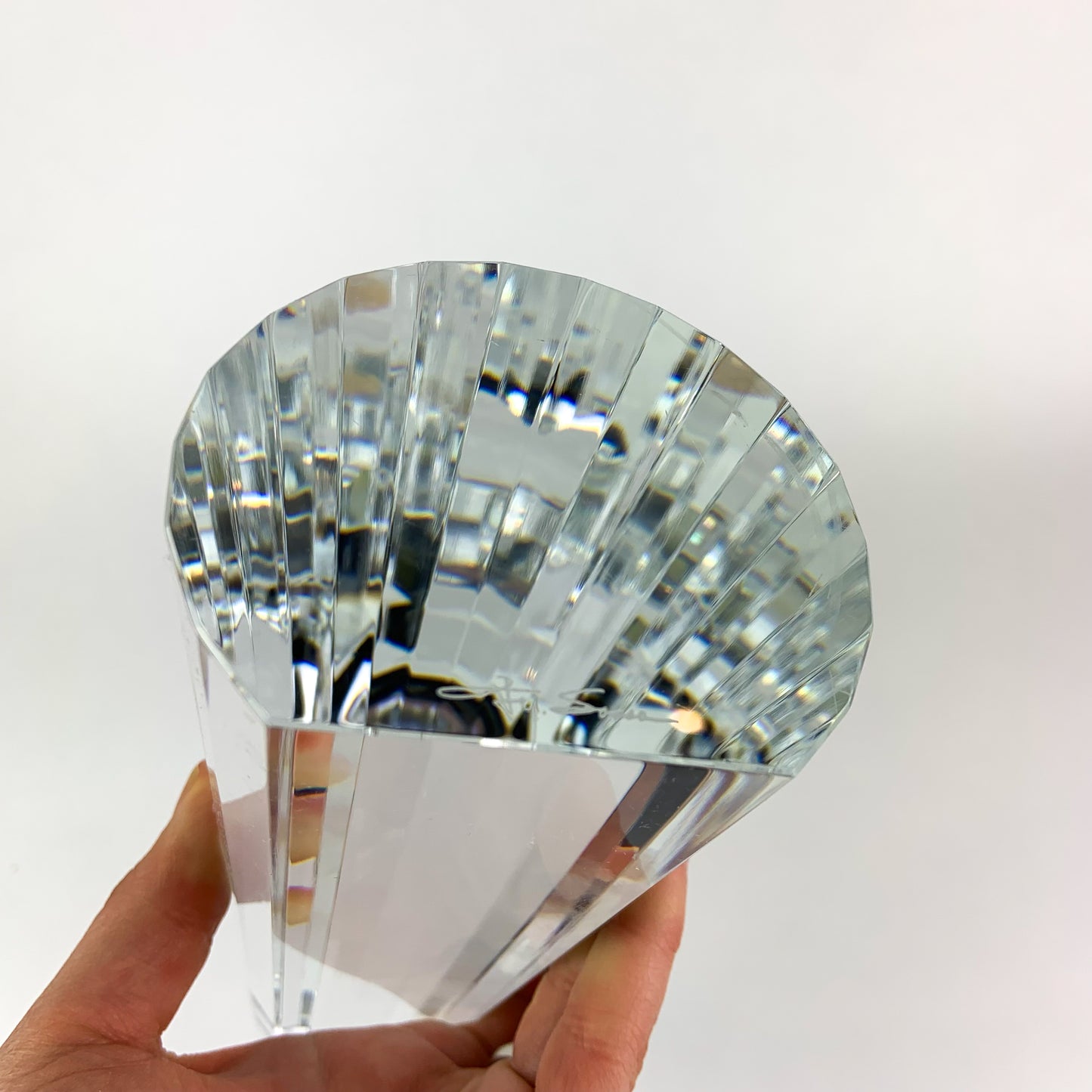 Vintage Japanese Faceted Crystal Prism Sculpture by Fu Sosso #O1014