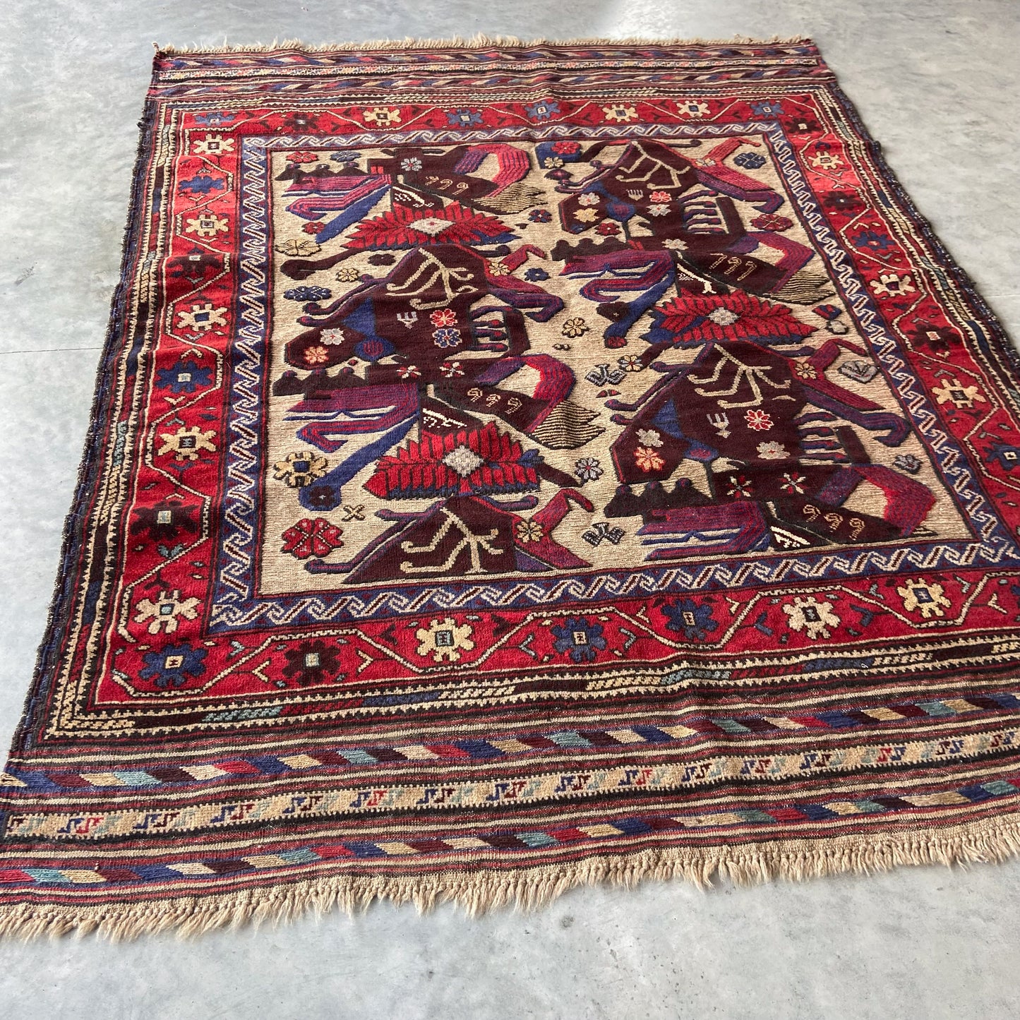 Vintage Afghan Kilim Accent Rug #R1115 - 4'8" x 6'1"