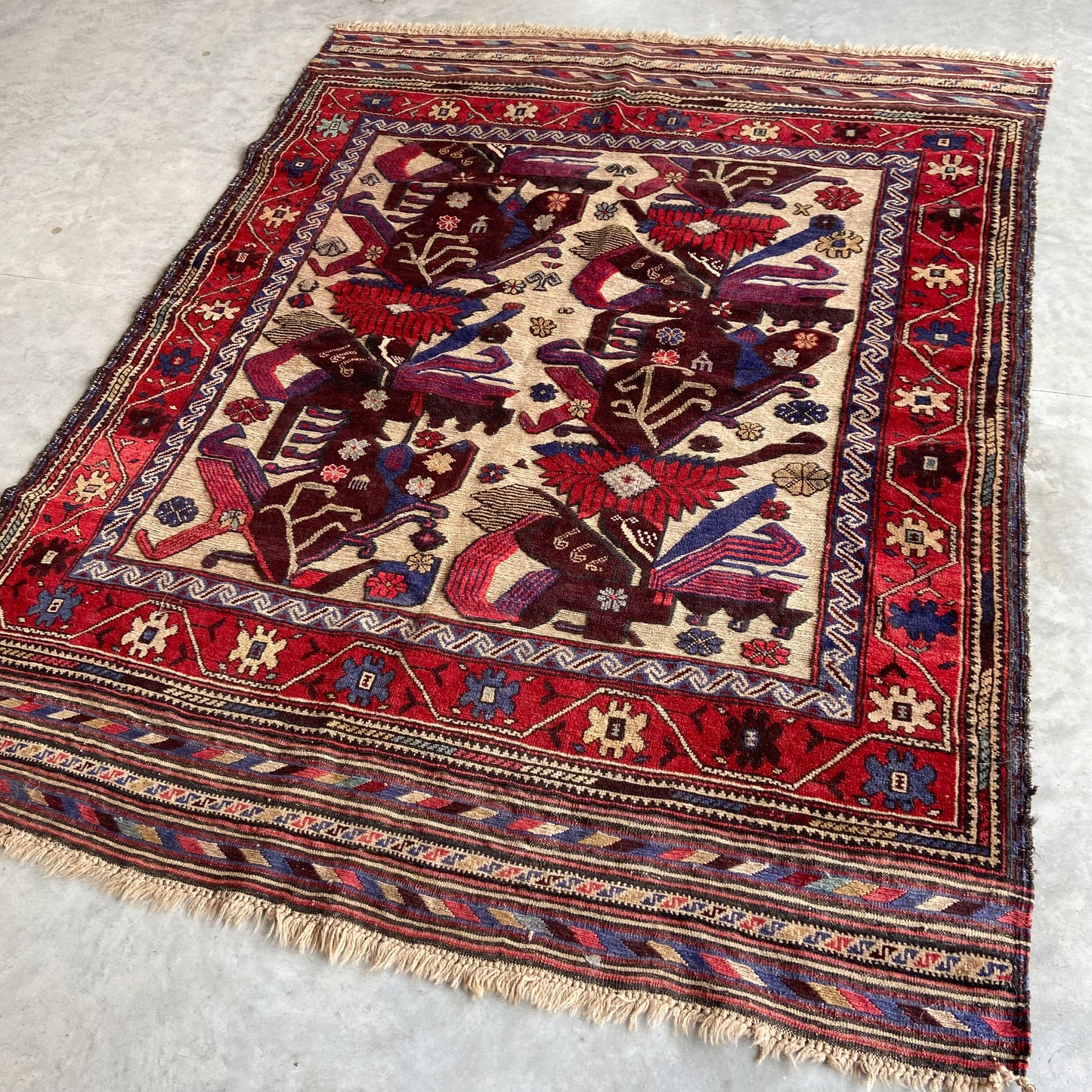 Vintage Afghan Kilim Accent Rug #R1115 - 4'8" x 6'1"