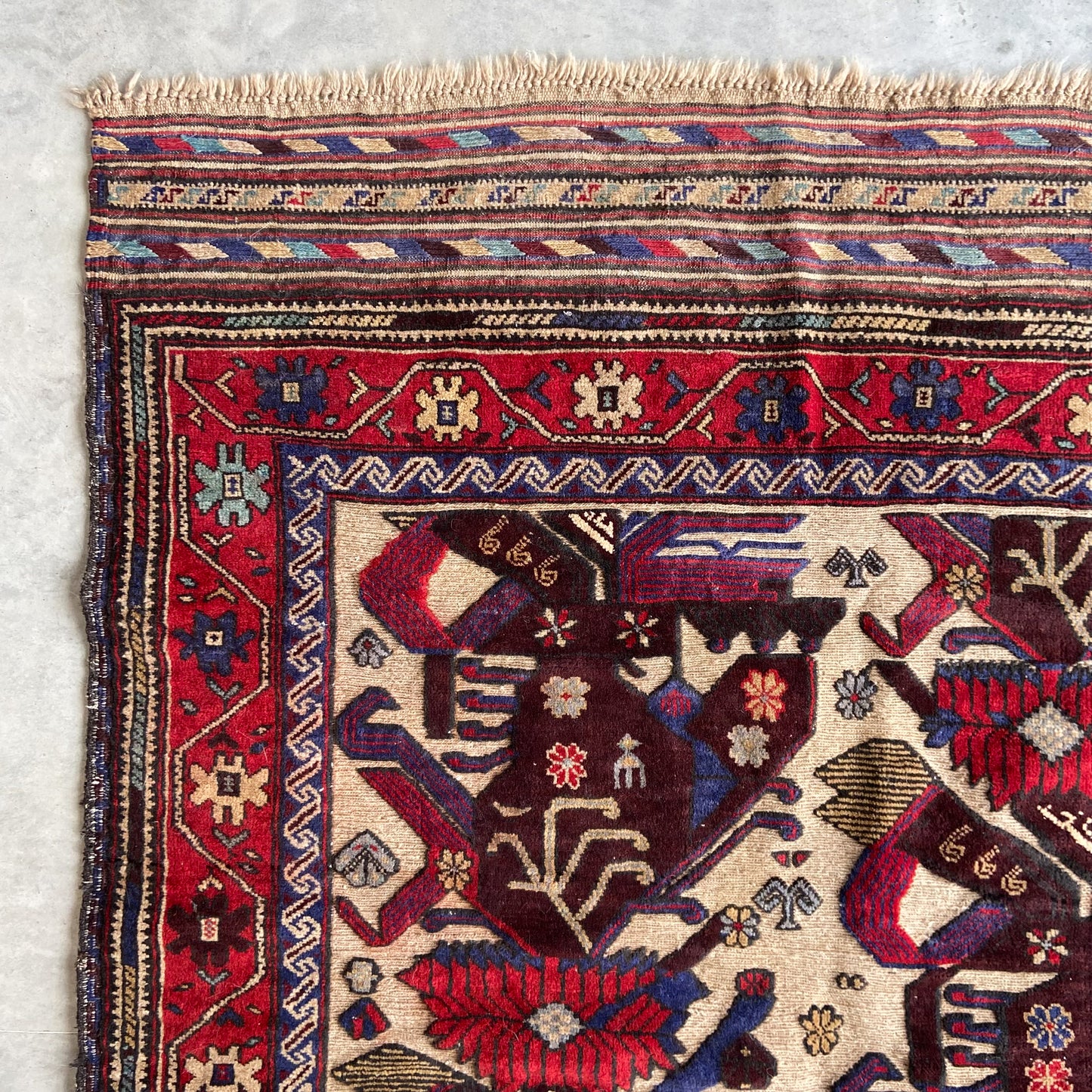 Vintage Afghan Kilim Accent Rug #R1115 - 4'8" x 6'1"