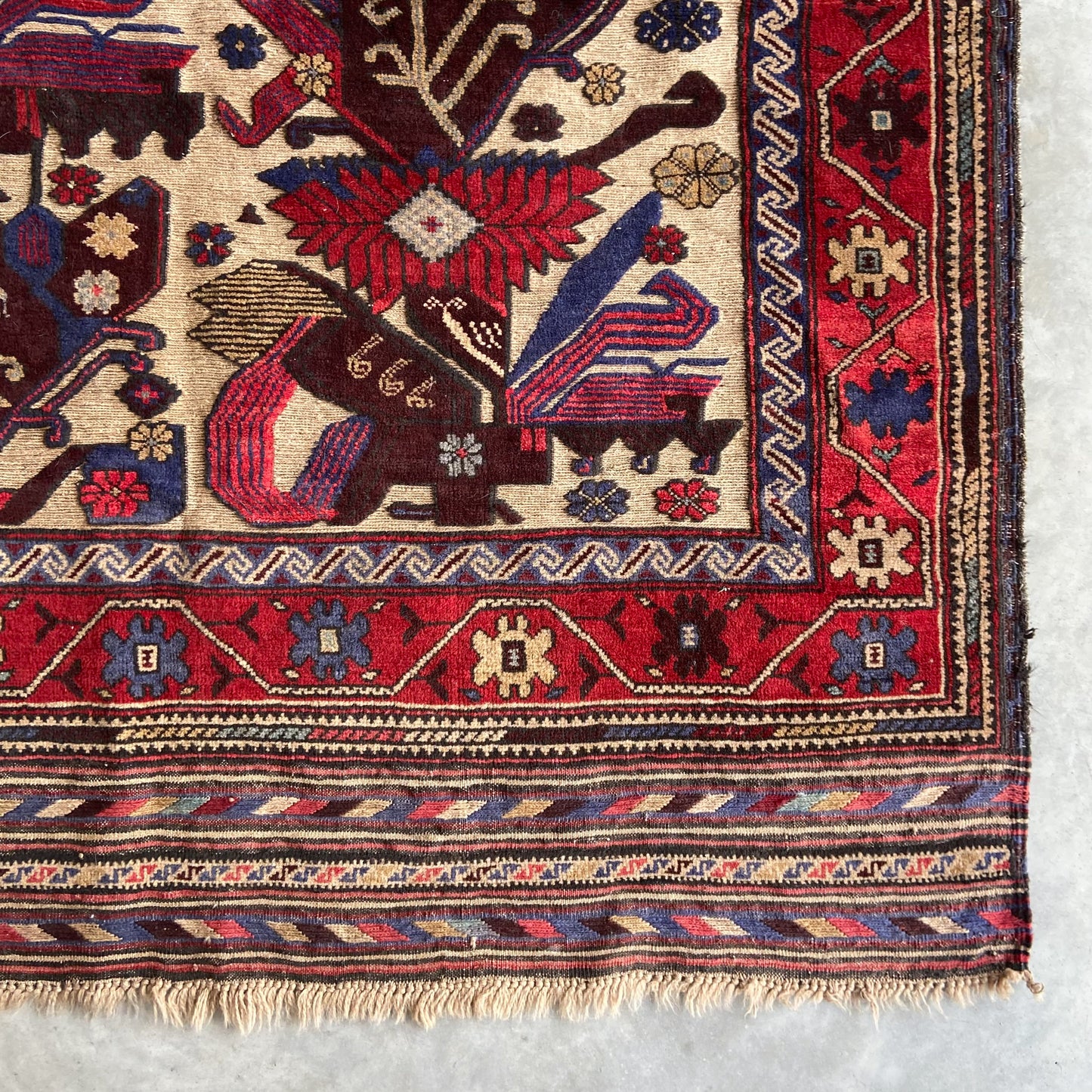 Vintage Afghan Kilim Accent Rug #R1115 - 4'8" x 6'1"