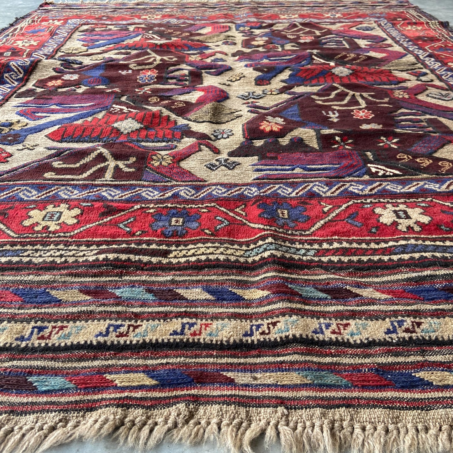 Vintage Afghan Kilim Accent Rug #R1115 - 4'8" x 6'1"