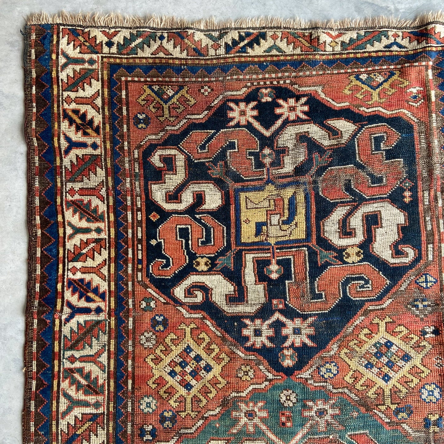 Antique Cloudband Kazak Runner #R1120 - 4' x 8'