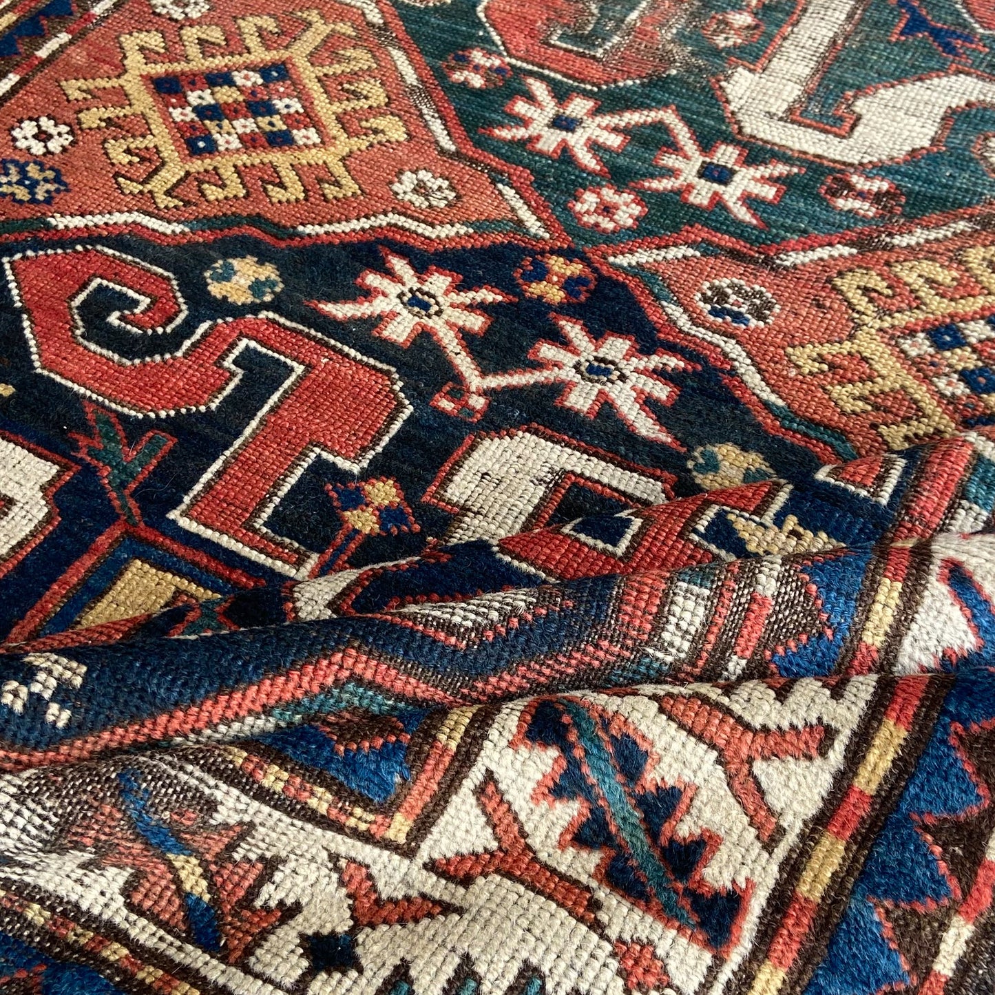 Antique Cloudband Kazak Runner #R1120 - 4' x 8'