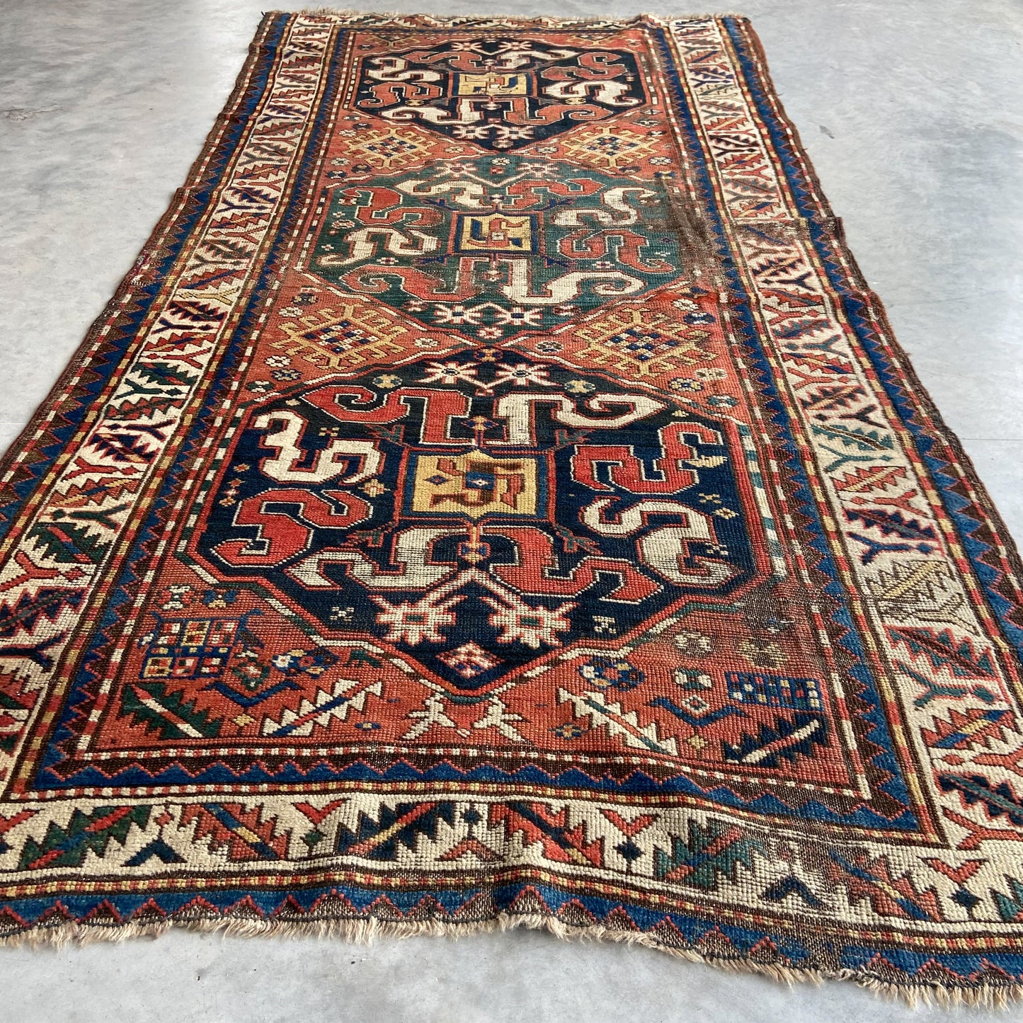 Antique Cloudband Kazak Runner #R1120 - 4' x 8'