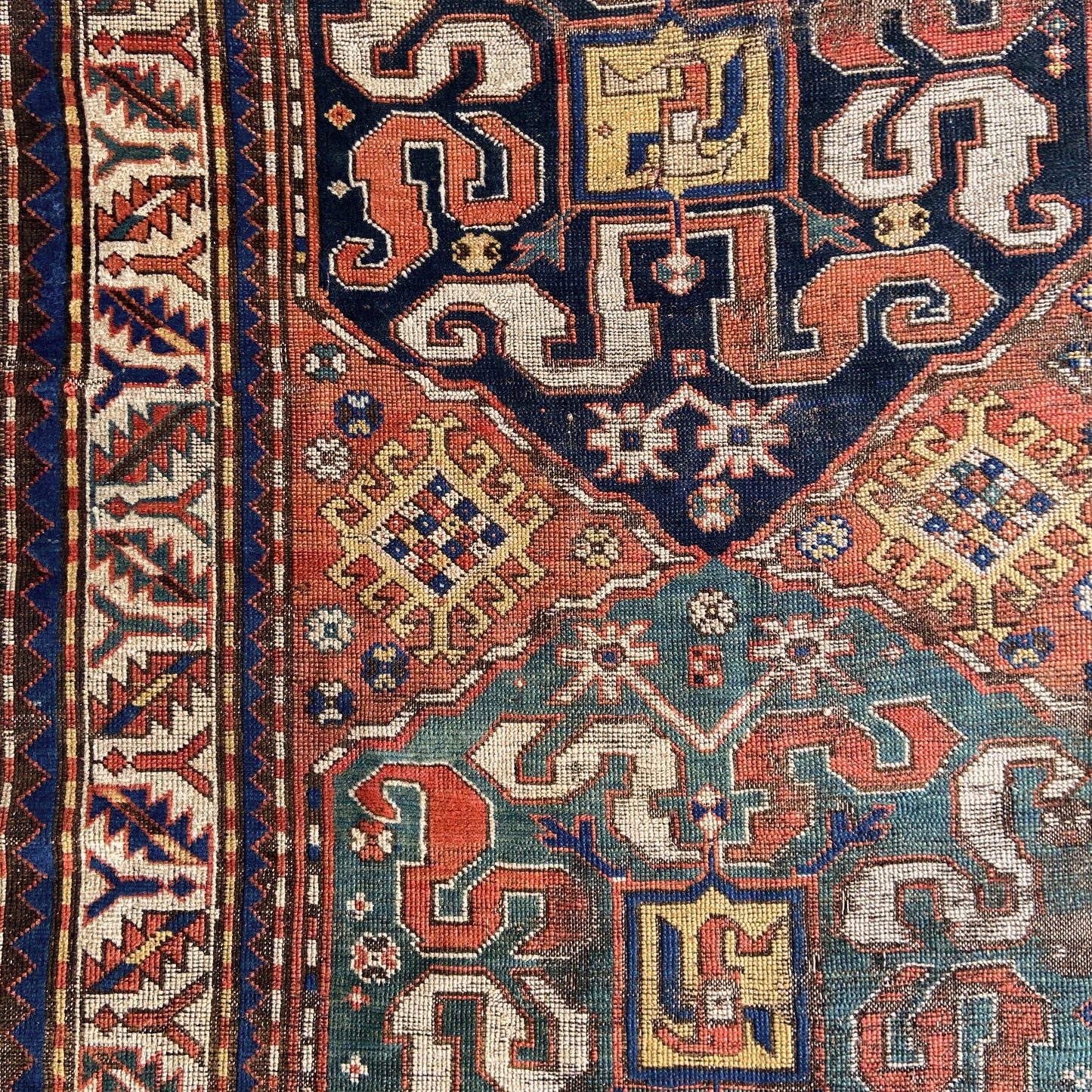 Antique Cloudband Kazak Runner #R1120 - 4' x 8'