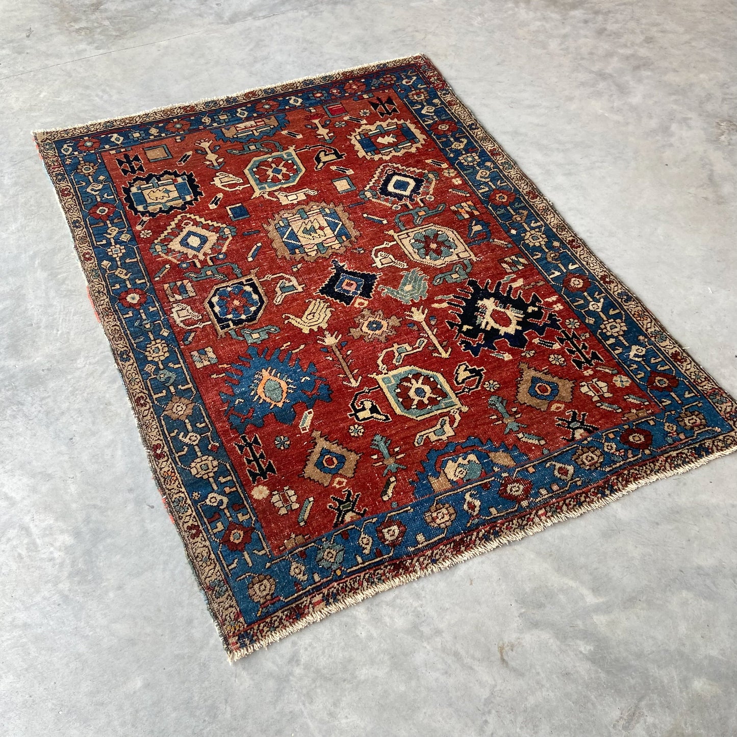 Rare Antique Harshang Bijar Accent Rug #R1124 - 3'6" x 4'7"