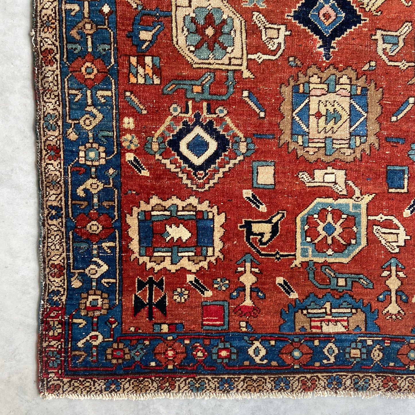 Rare Antique Harshang Bijar Accent Rug #R1124 - 3'6" x 4'7"