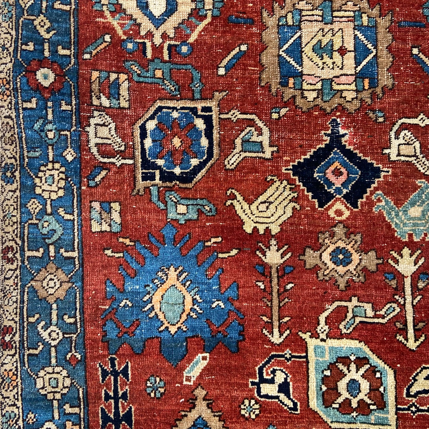 Rare Antique Harshang Bijar Accent Rug #R1124 - 3'6" x 4'7"