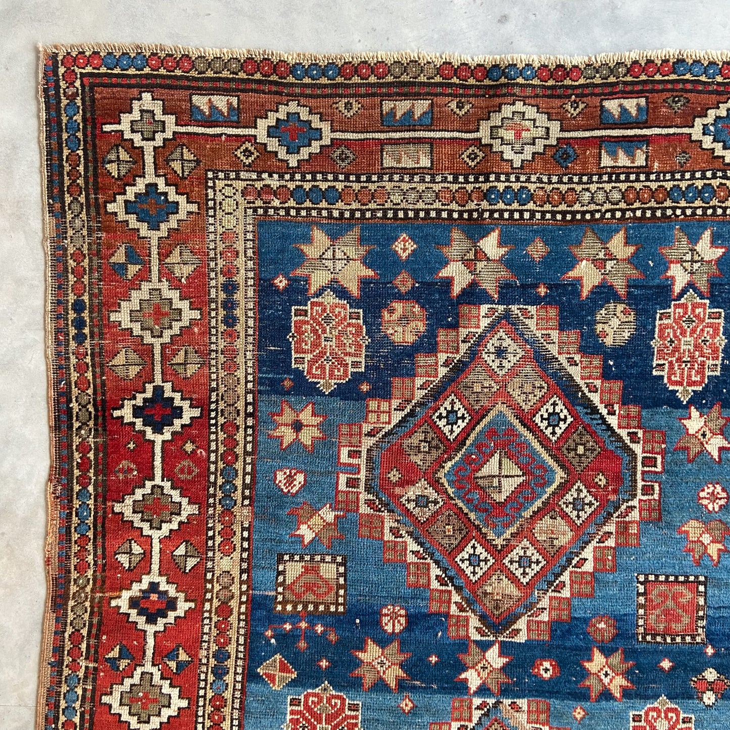 Rare Antique Kazak Accent Rug #R1126 - 4'2" x 5'3"