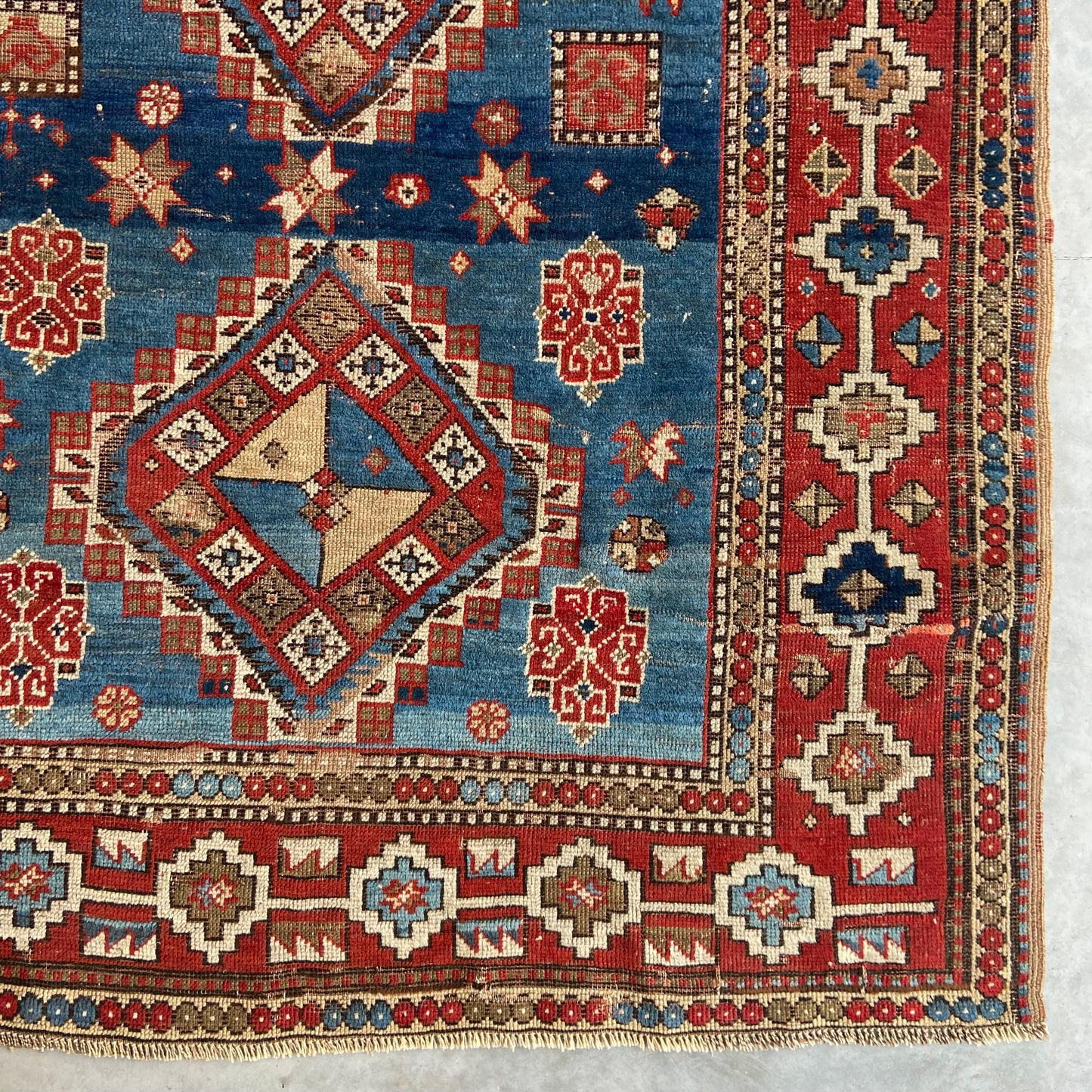 Rare Antique Kazak Accent Rug #R1126 - 4'2" x 5'3"