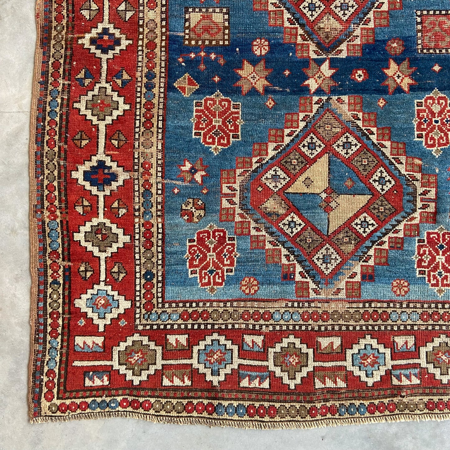 Rare Antique Kazak Accent Rug #R1126 - 4'2" x 5'3"