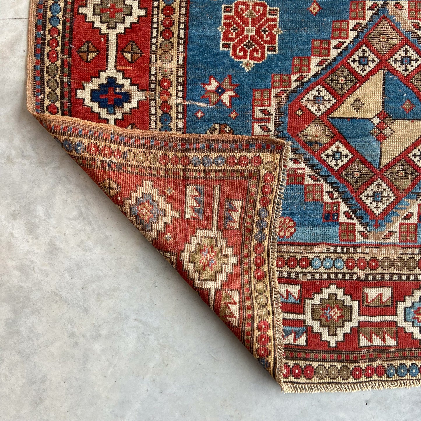 Rare Antique Kazak Accent Rug #R1126 - 4'2" x 5'3"