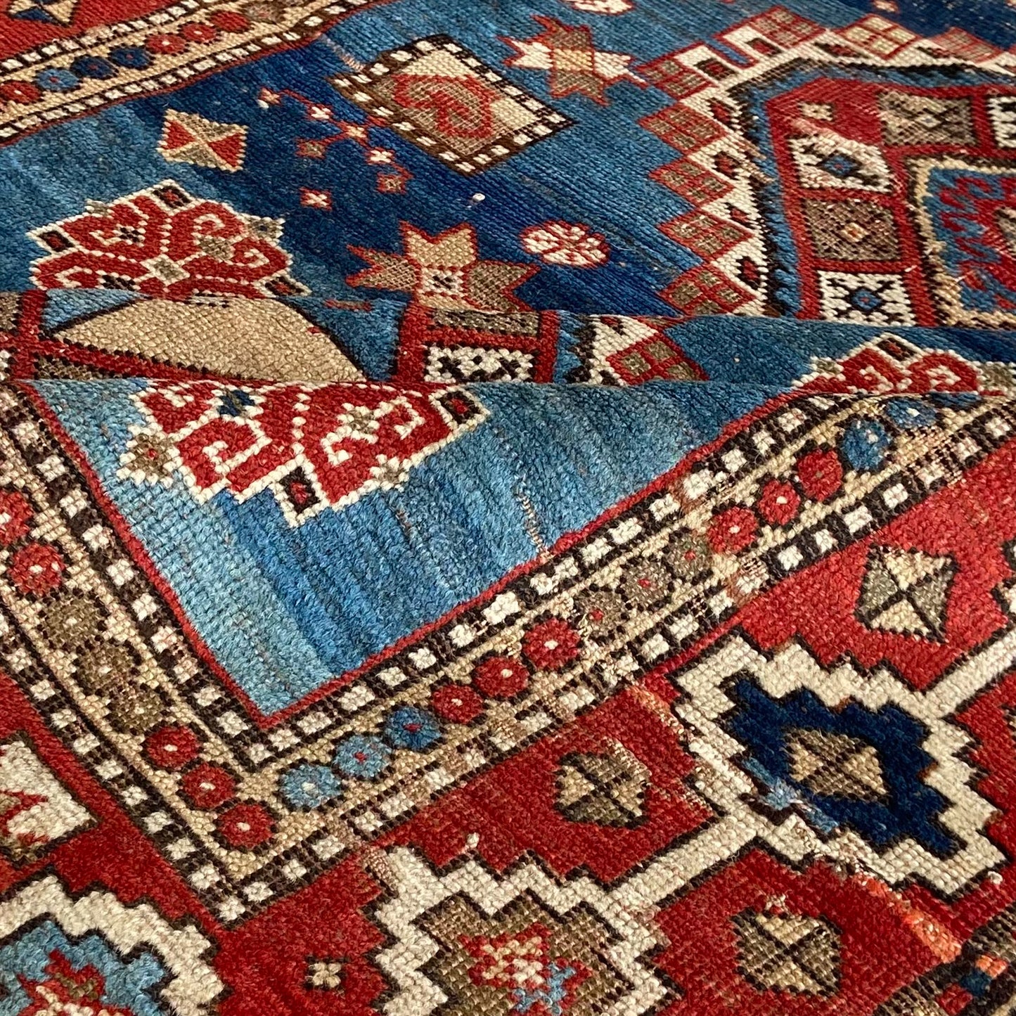 Rare Antique Kazak Accent Rug #R1126 - 4'2" x 5'3"