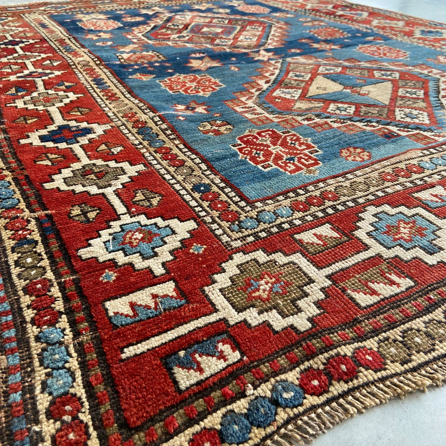 Rare Antique Kazak Accent Rug #R1126 - 4'2" x 5'3"