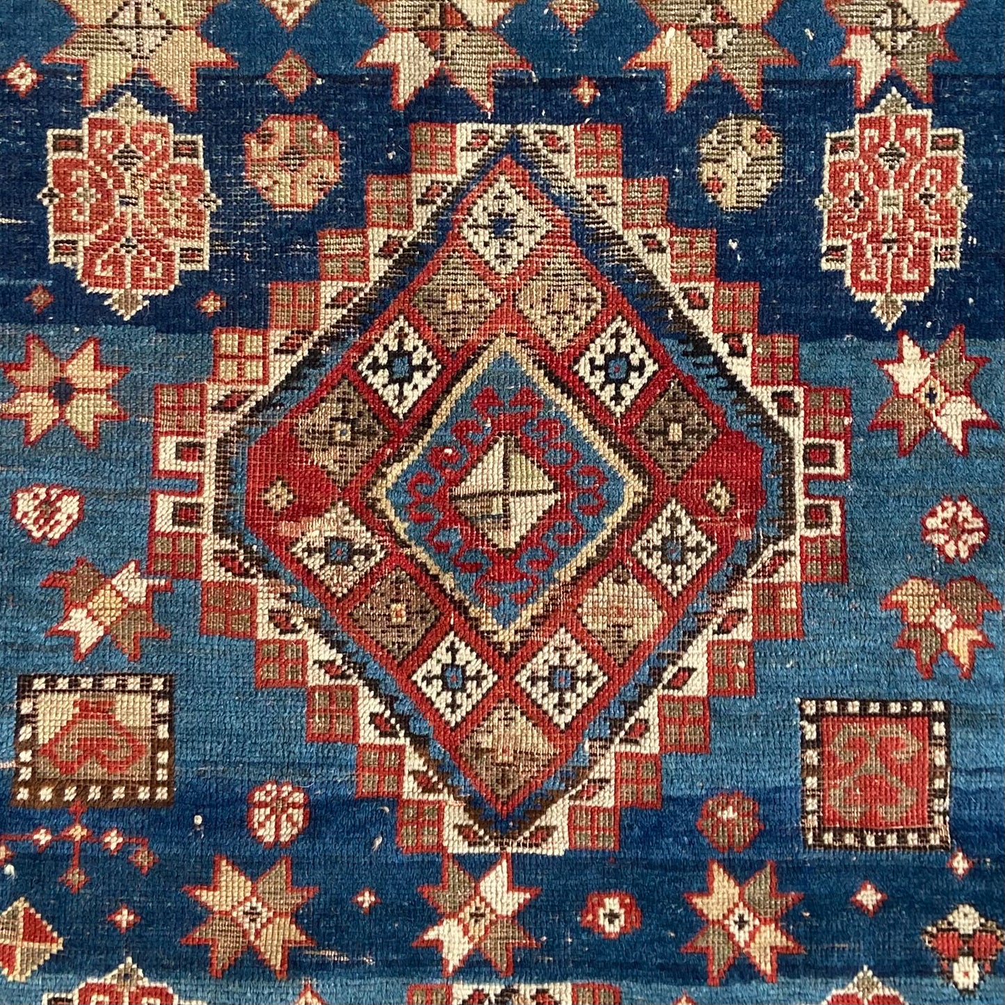 Rare Antique Kazak Accent Rug #R1126 - 4'2" x 5'3"