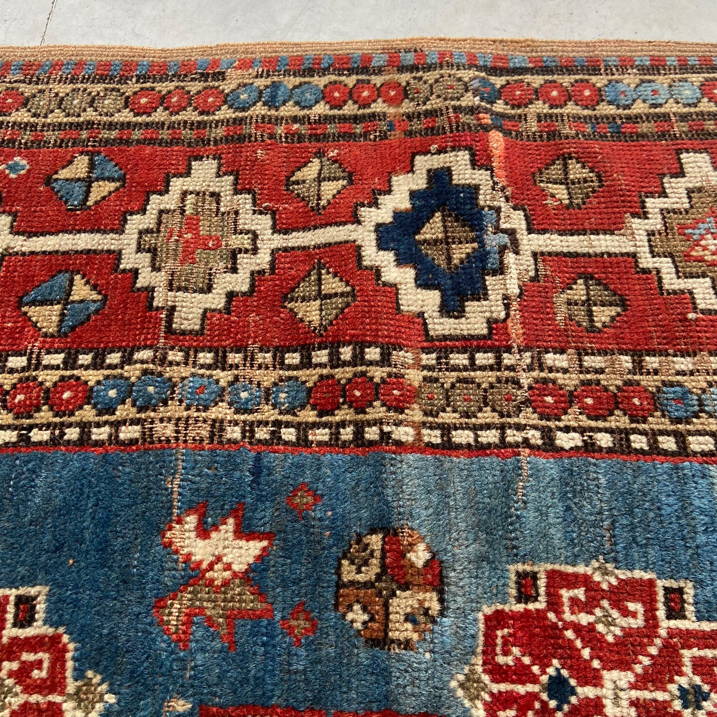 Rare Antique Kazak Accent Rug #R1126 - 4'2" x 5'3"