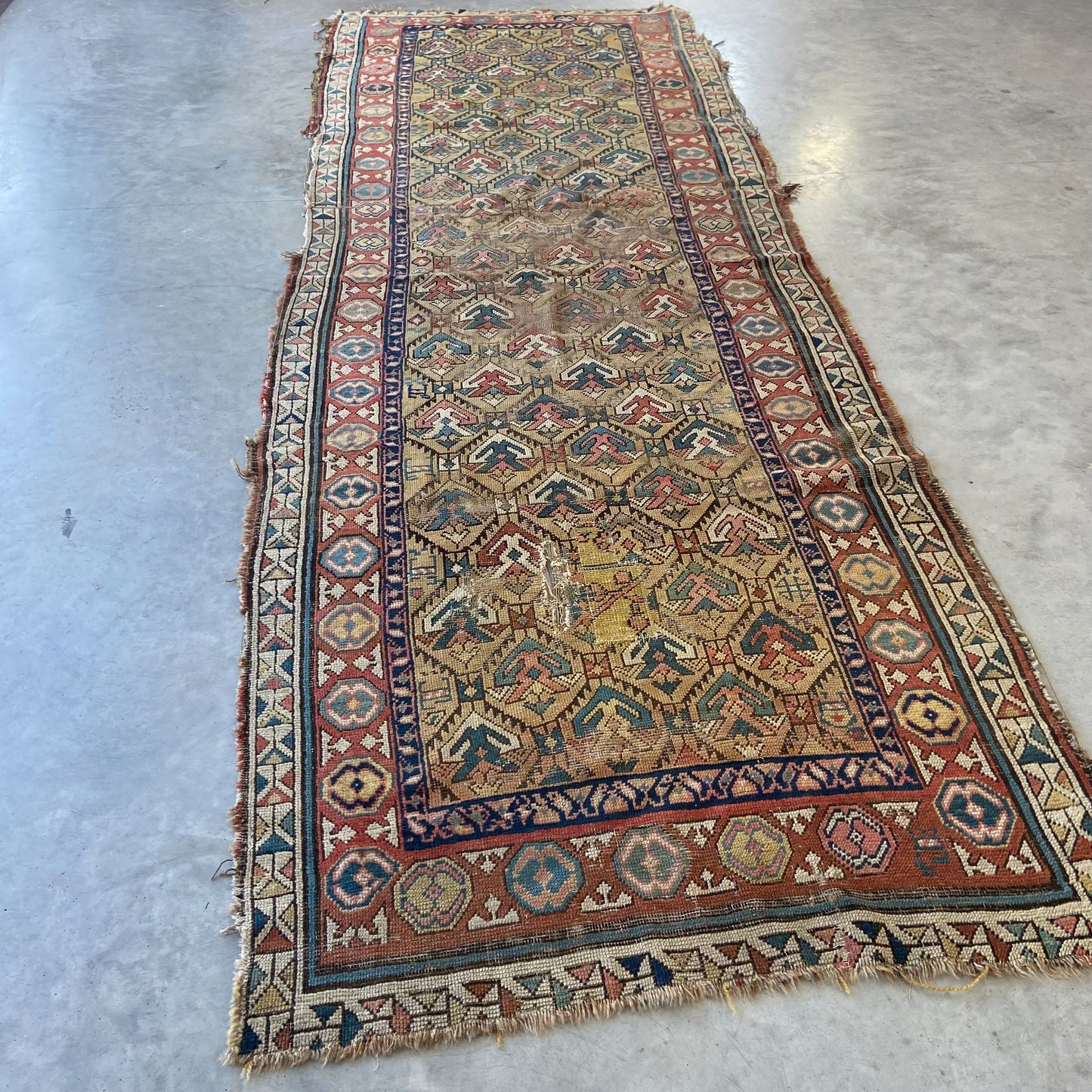 Early Caucasian Antique Runner #R1144 - 3'6" x 9'10"