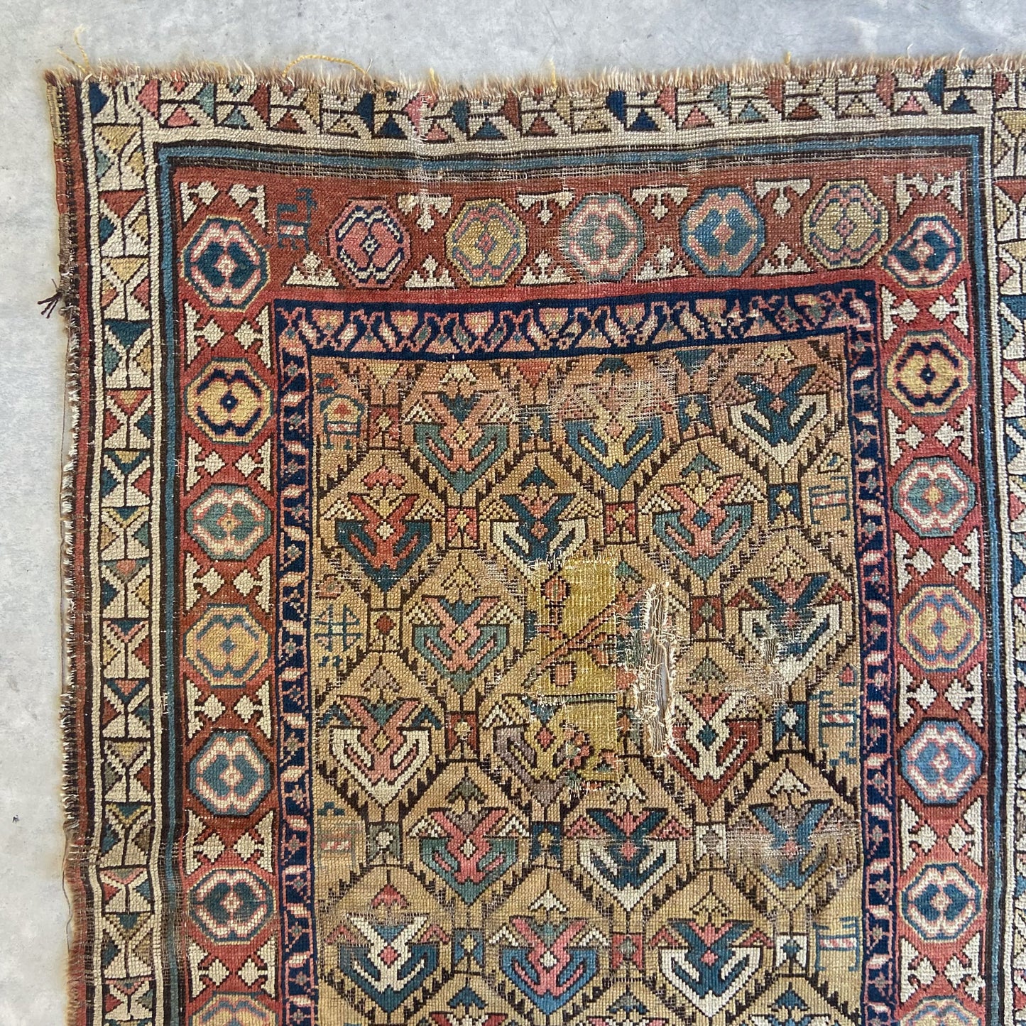 Early Caucasian Antique Runner #R1144 - 3'6" x 9'10"