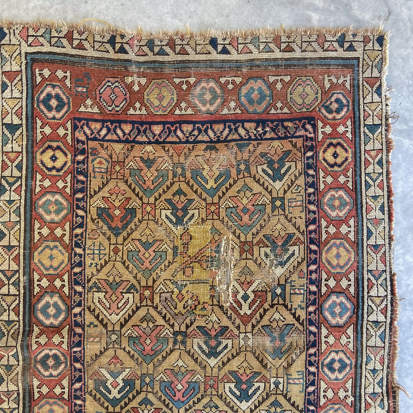 Early Caucasian Antique Runner #R1144 - 3'6" x 9'10"