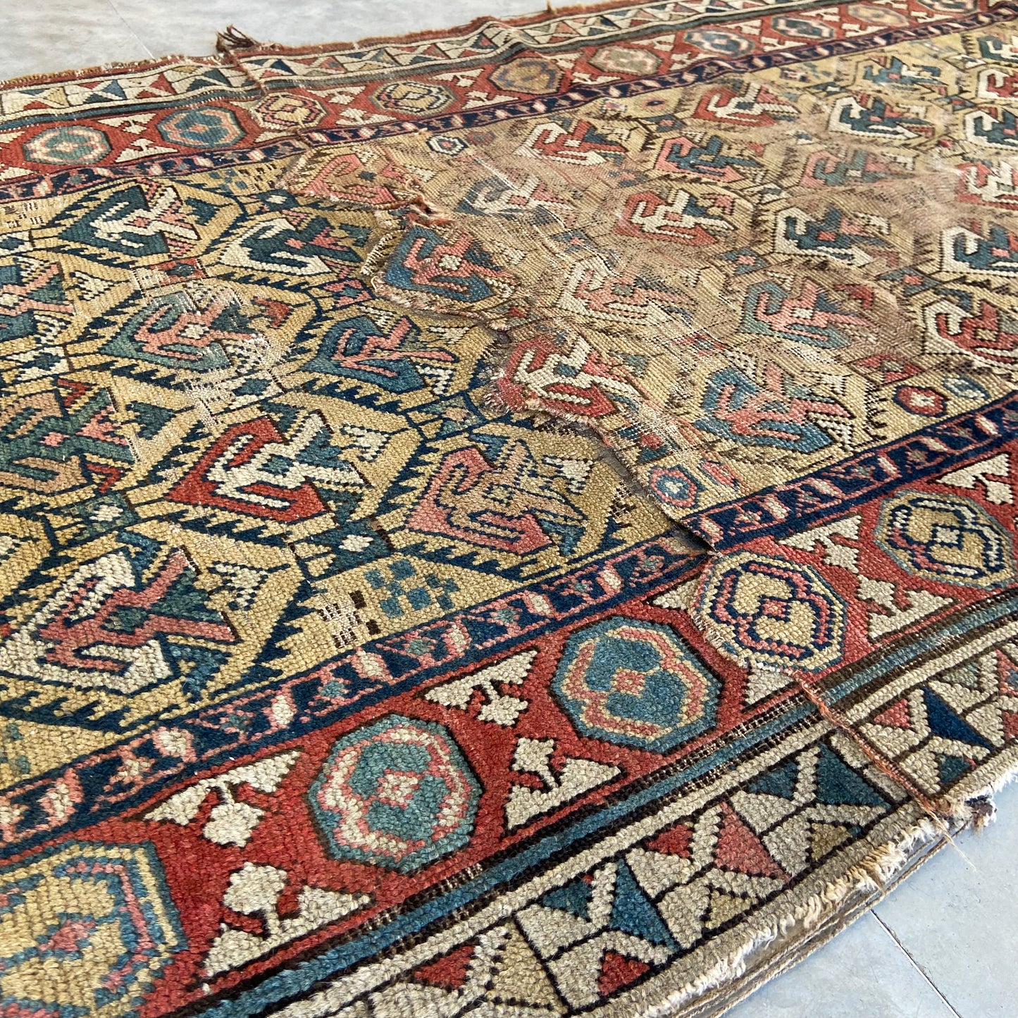 Early Caucasian Antique Runner #R1144 - 3'6" x 9'10"