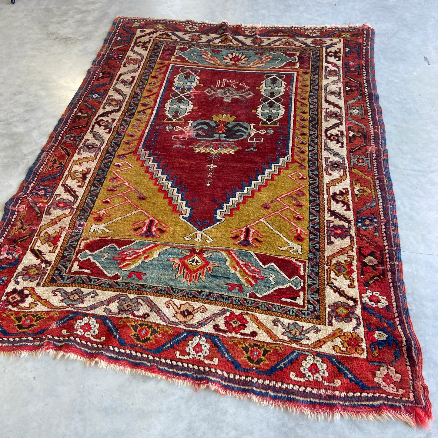 Collectible Antique Anatolian Prayer Accent Rug #R1146 - 4'2" x 5'8"