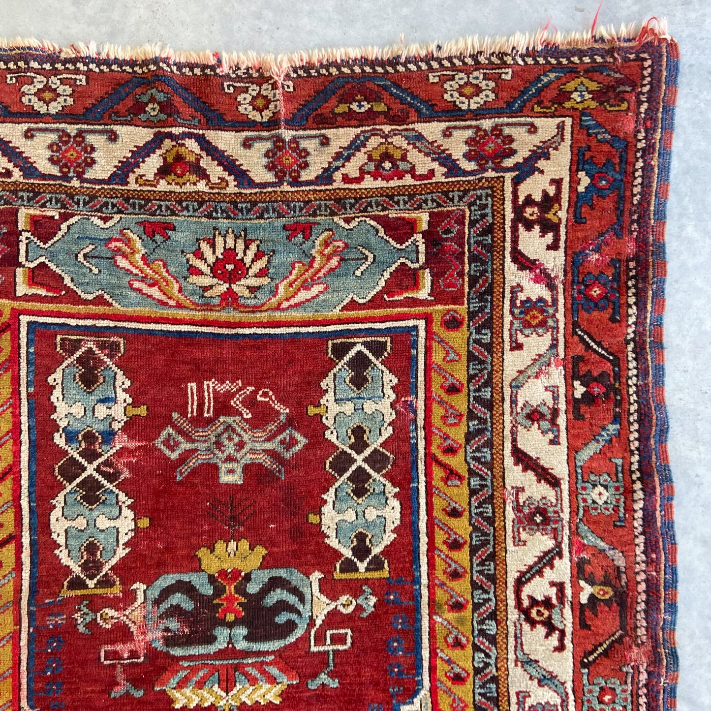 Collectible Antique Anatolian Prayer Accent Rug #R1146 - 4'2" x 5'8"