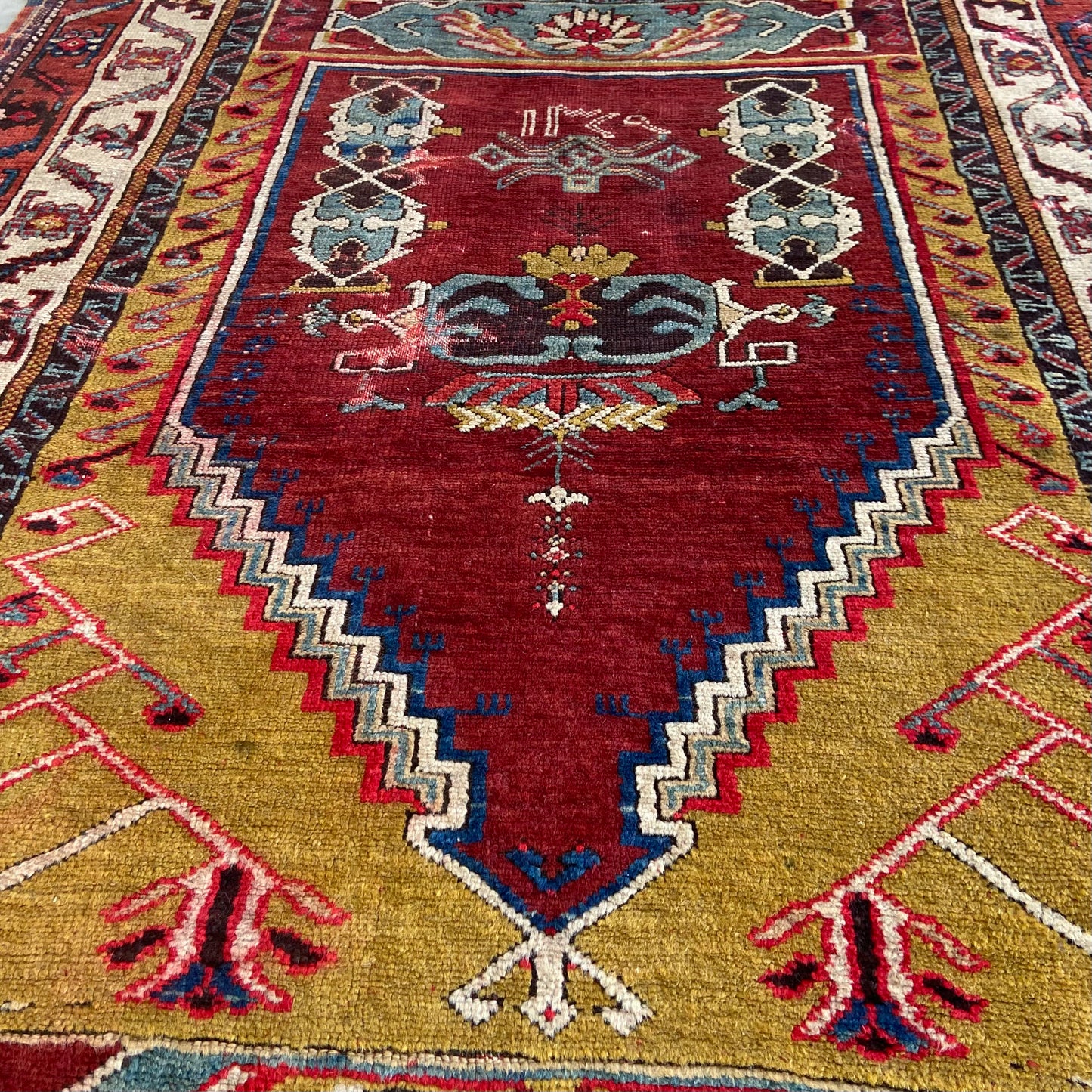 Collectible Antique Anatolian Prayer Accent Rug #R1146 - 4'2" x 5'8"