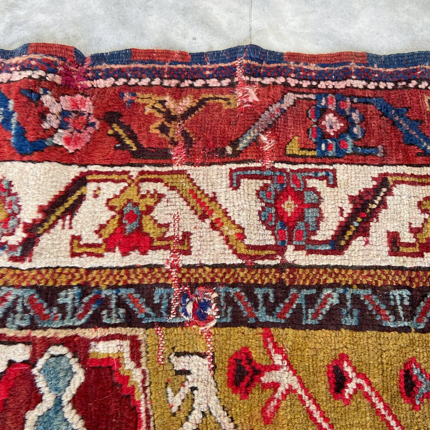 Collectible Antique Anatolian Prayer Accent Rug #R1146 - 4'2" x 5'8"