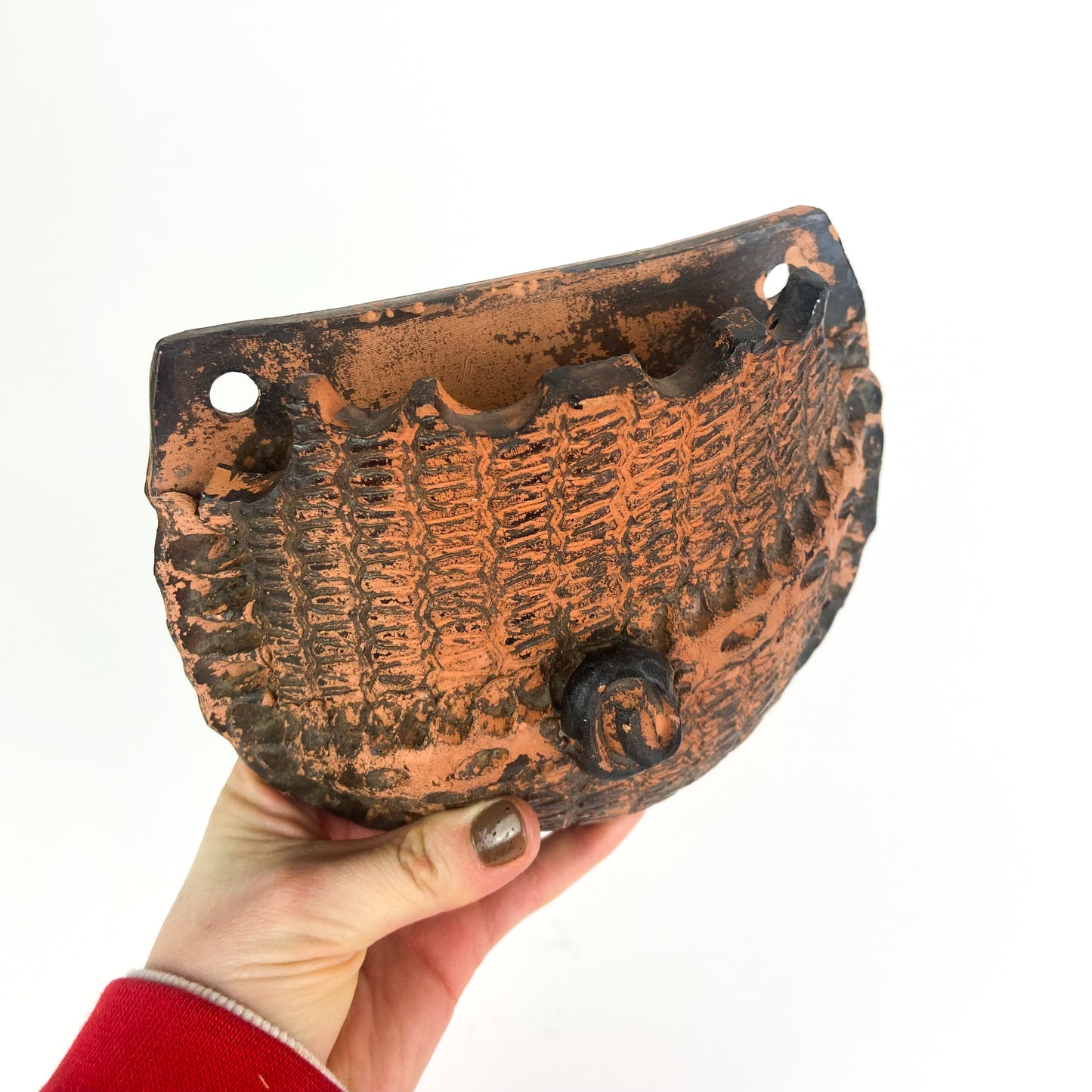 Antique Redware Wall Pocket #O1213