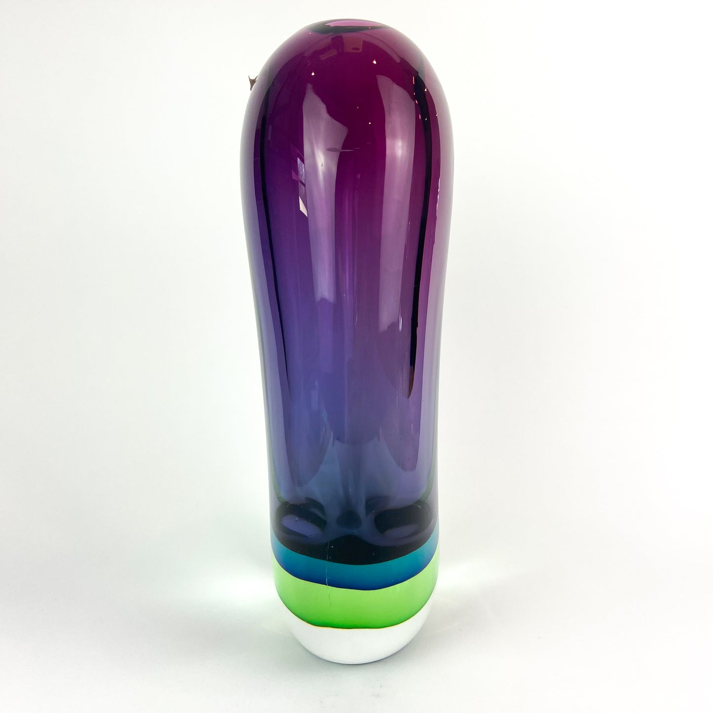 Large Murano Purple + Teal + Green Triple Sommerso Glass Vase #O1221