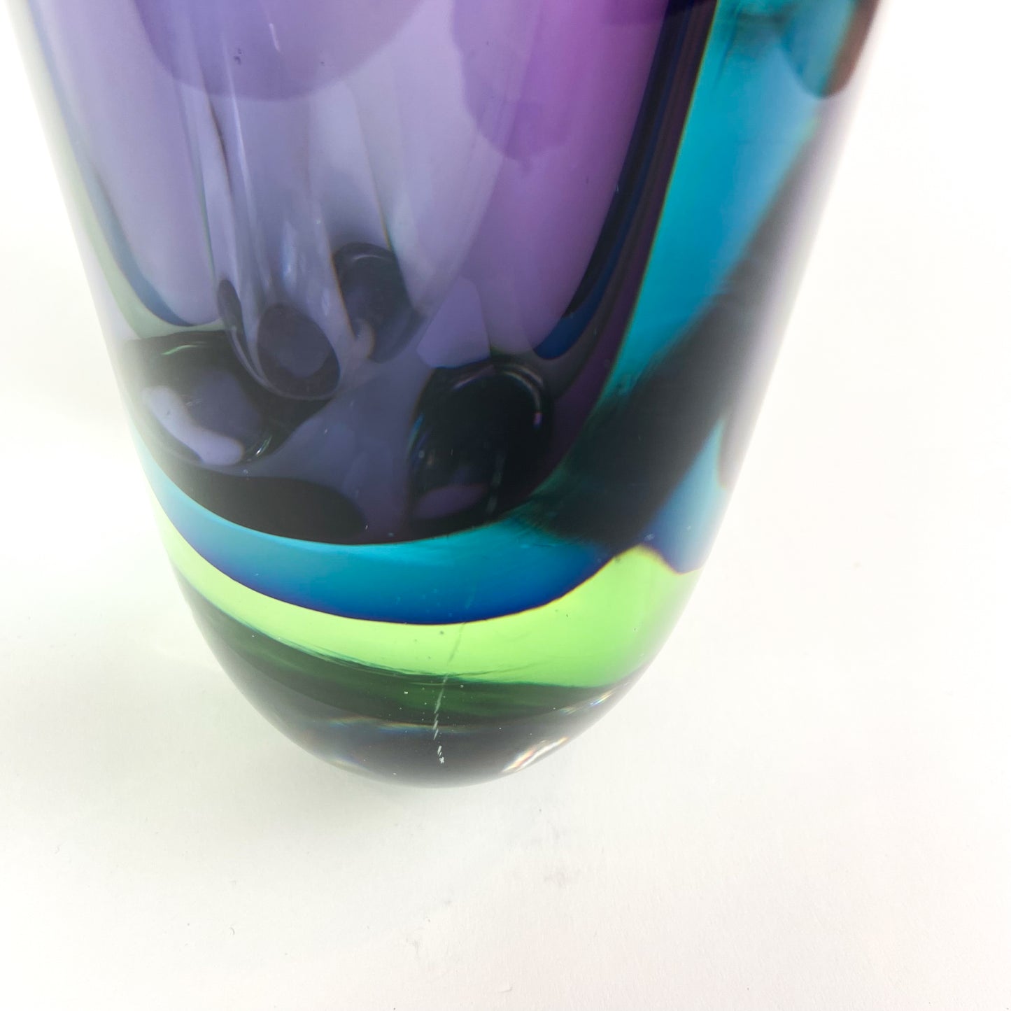 Large Murano Purple + Teal + Green Triple Sommerso Glass Vase #O1221