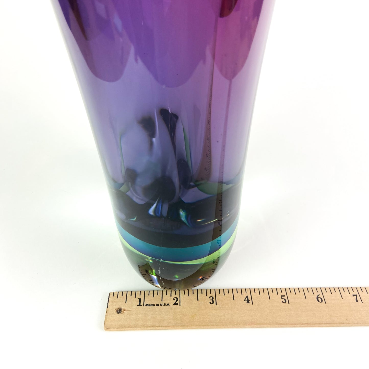 Large Murano Purple + Teal + Green Triple Sommerso Glass Vase #O1221