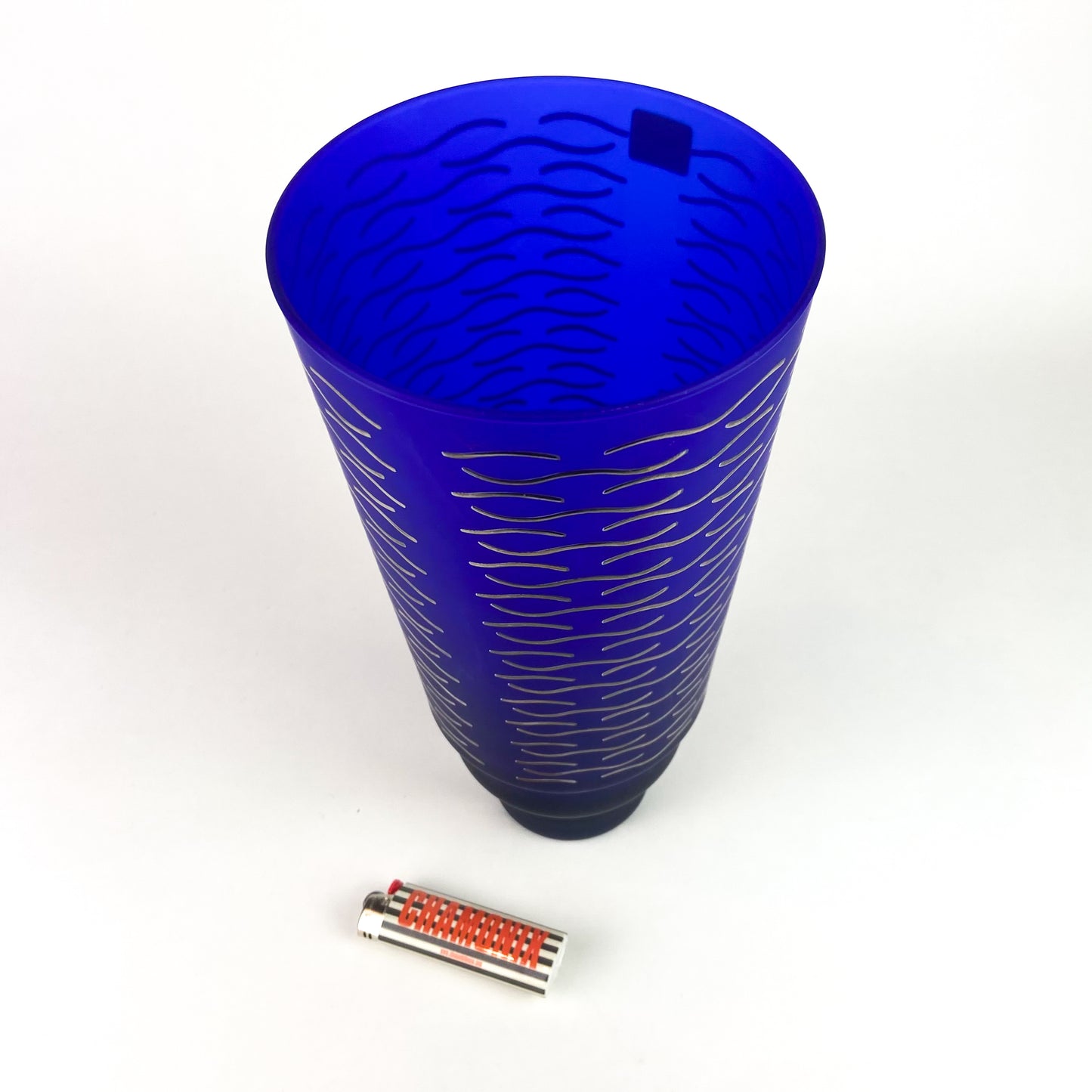 Italian EGIZIA HWC Cobalt + Silver Post-Modern Glass Vase #O1050