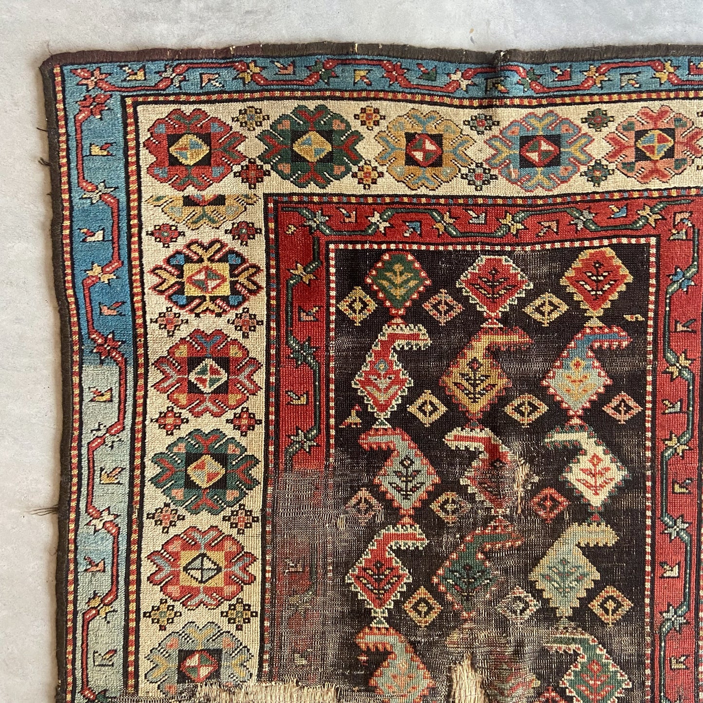 Antique Kurdish Boteh Accent Rug #R1100 - 4'2" x 6'