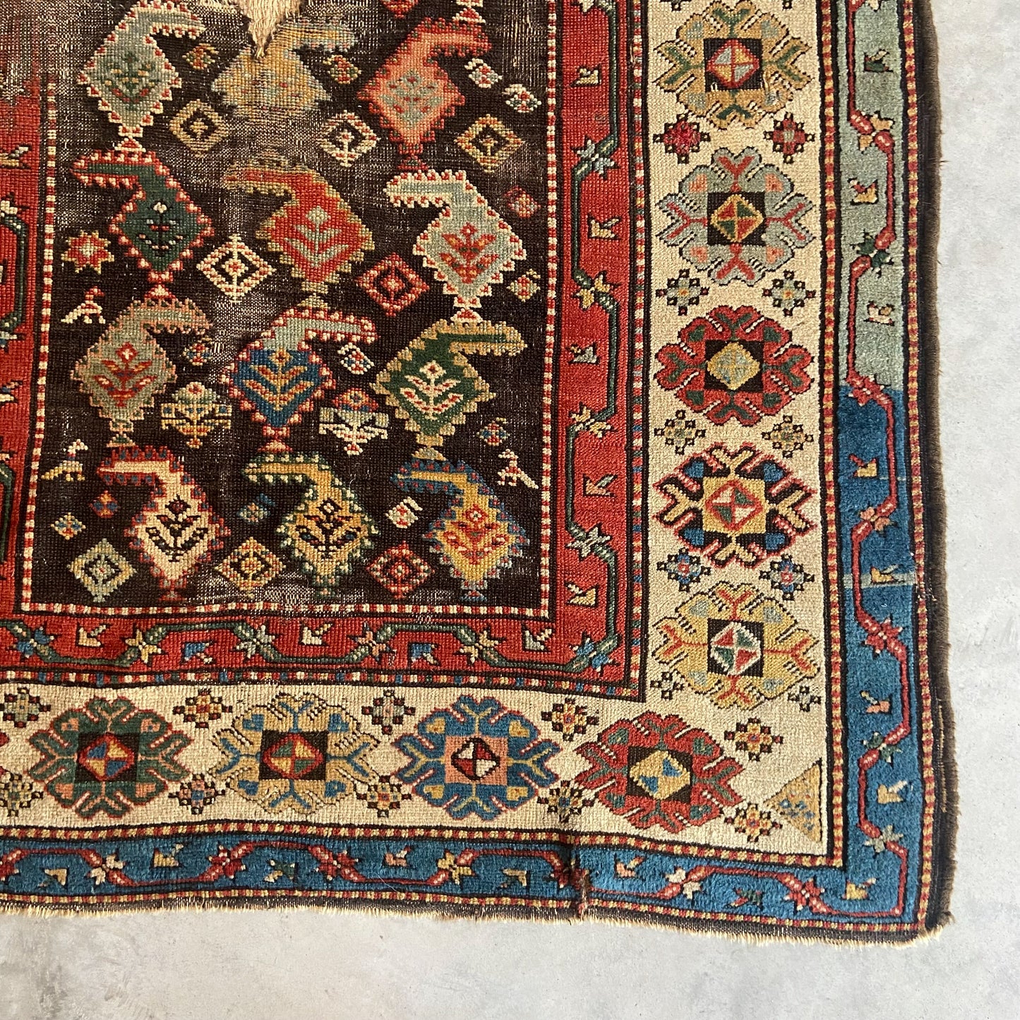 Antique Kurdish Boteh Accent Rug #R1100 - 4'2" x 6'