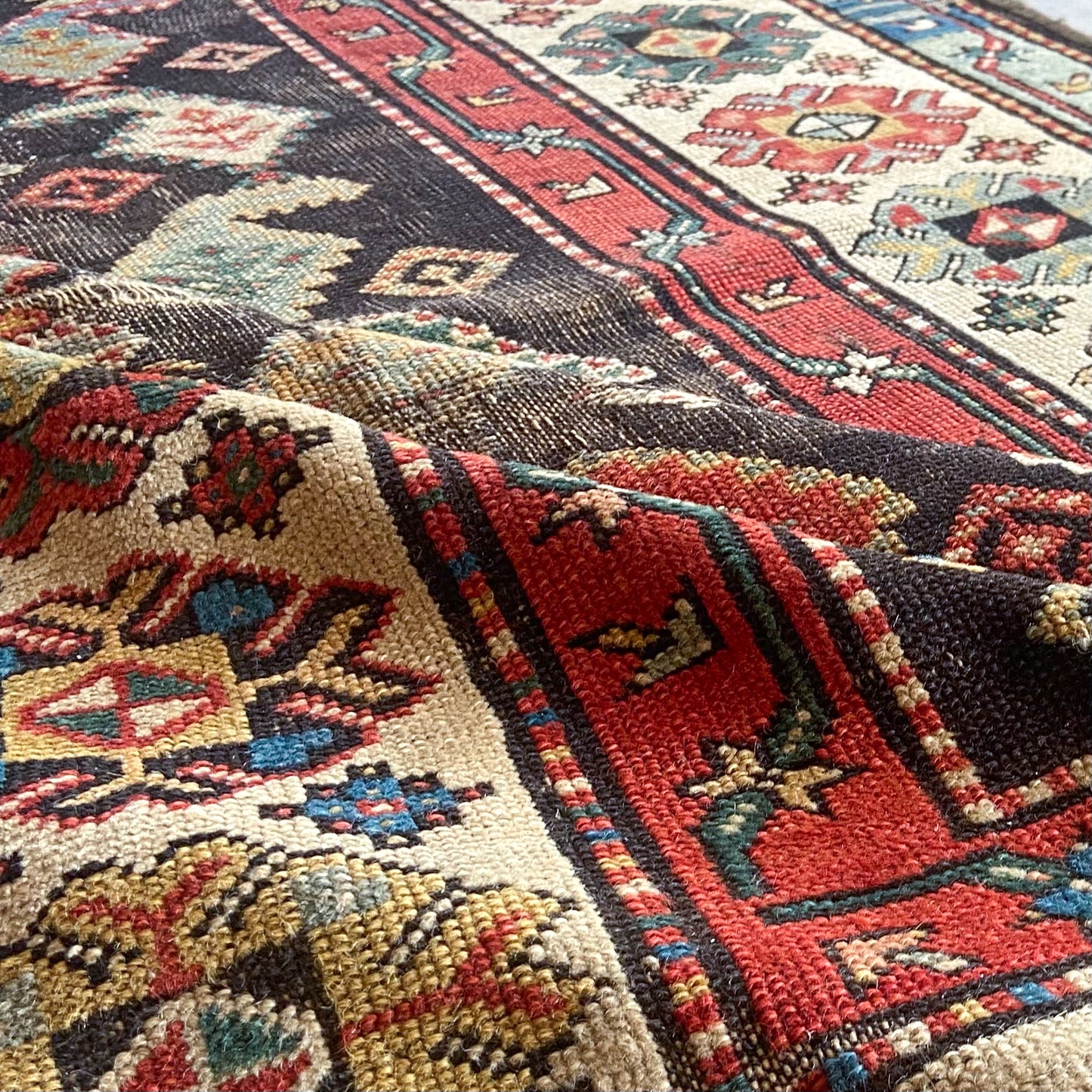 Antique Kurdish Boteh Accent Rug #R1100 - 4'2" x 6'