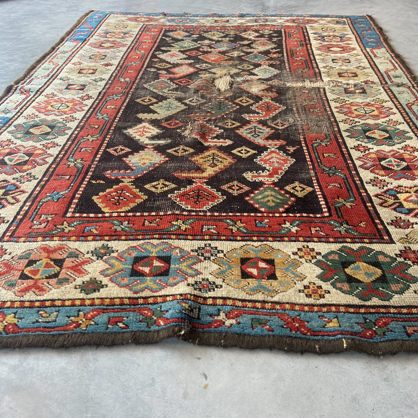 Antique Kurdish Boteh Accent Rug #R1100 - 4'2" x 6'