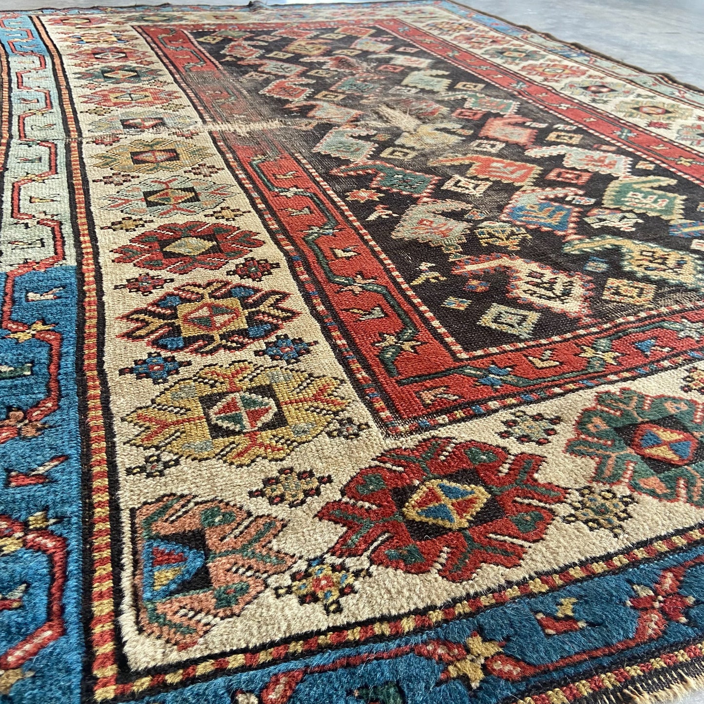 Antique Kurdish Boteh Accent Rug #R1100 - 4'2" x 6'