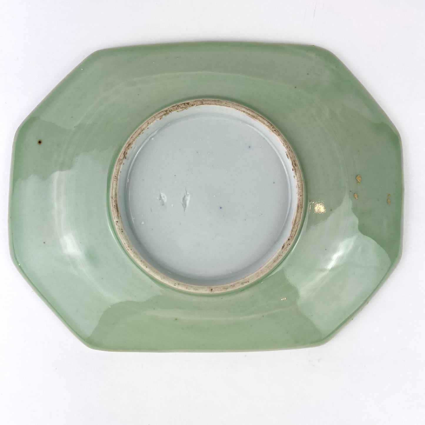 Antique Chinese Celadon + Cobalt Dragon Plate #O1066