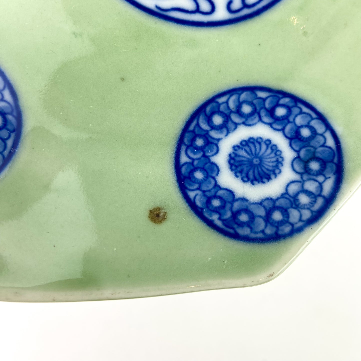 Antique Chinese Celadon + Cobalt Dragon Plate #O1066