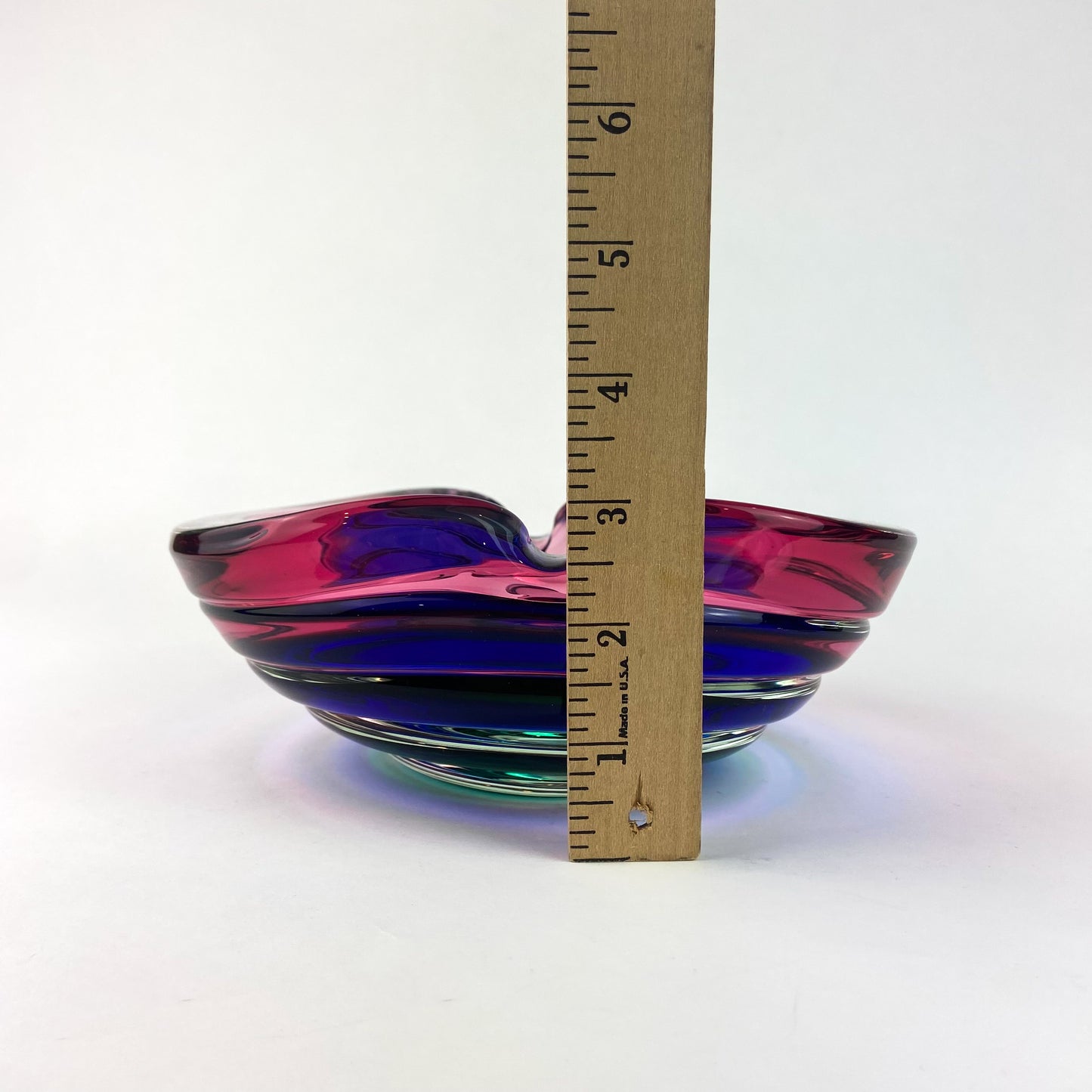 Murano Pink + Blue + Green Freeform Glass Catchall/Ashtray #O1070